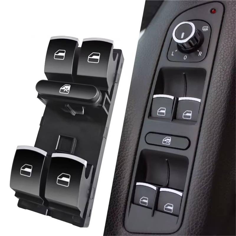 Elektrischer Fensterheberregler Power Fenster Master Switch Control Taste 5ND959857 Für Golf 5 6 Für GTI MK5 MK6 Für Jetta Für Tiguan Für passat B6 CC Für Seat Leon MK2 Fabio Fensterheber Schaltertast von Qjahxkf