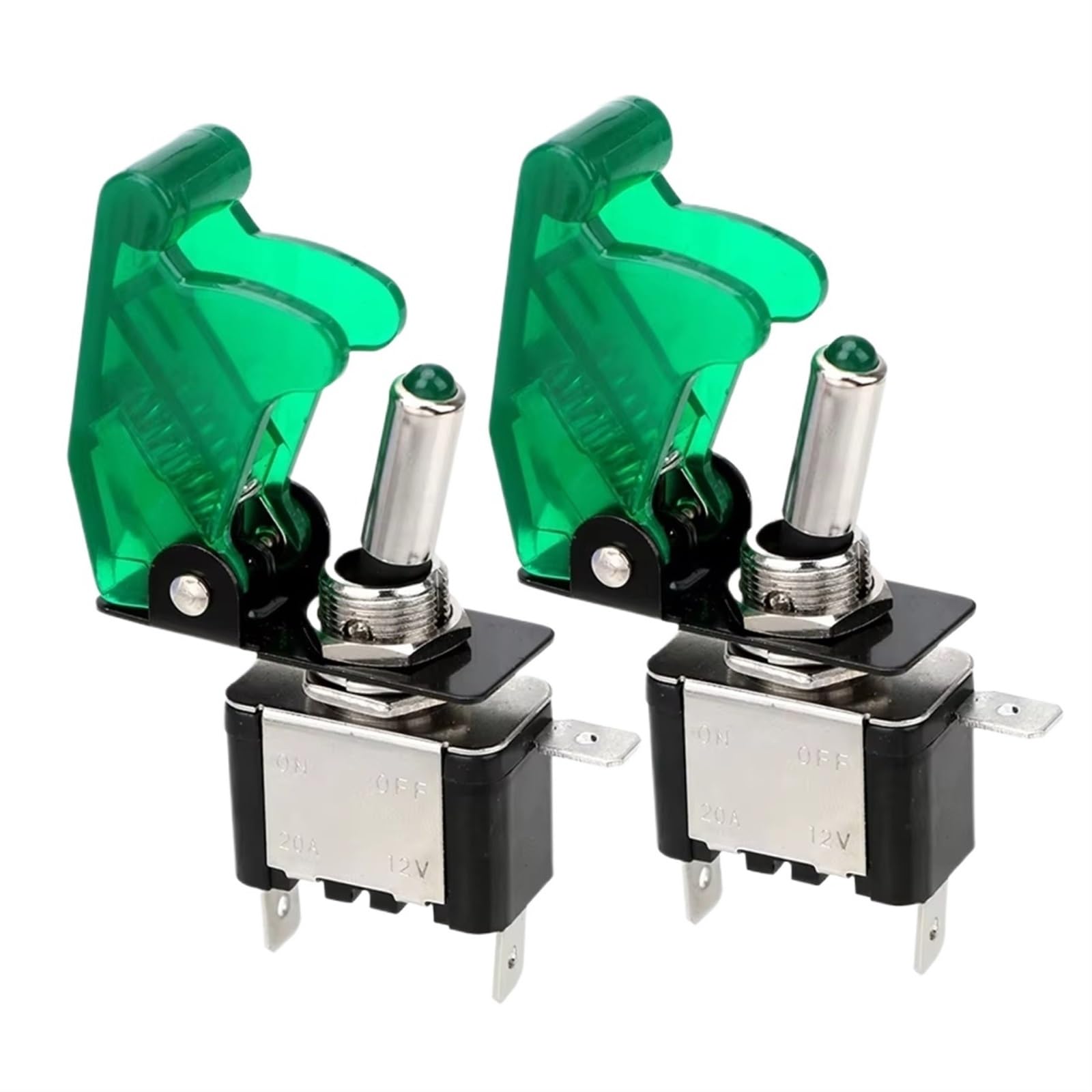 Fensterschalter 12V SPST Kippschalter Wippschalter Licht Für Zündungen Boost Marine Boot Rennwagen Schalter Licht Kipphebel LKW Anhänger Zubehör Elektrischer Fensterheberregler(2piece Green) von Qjahxkf