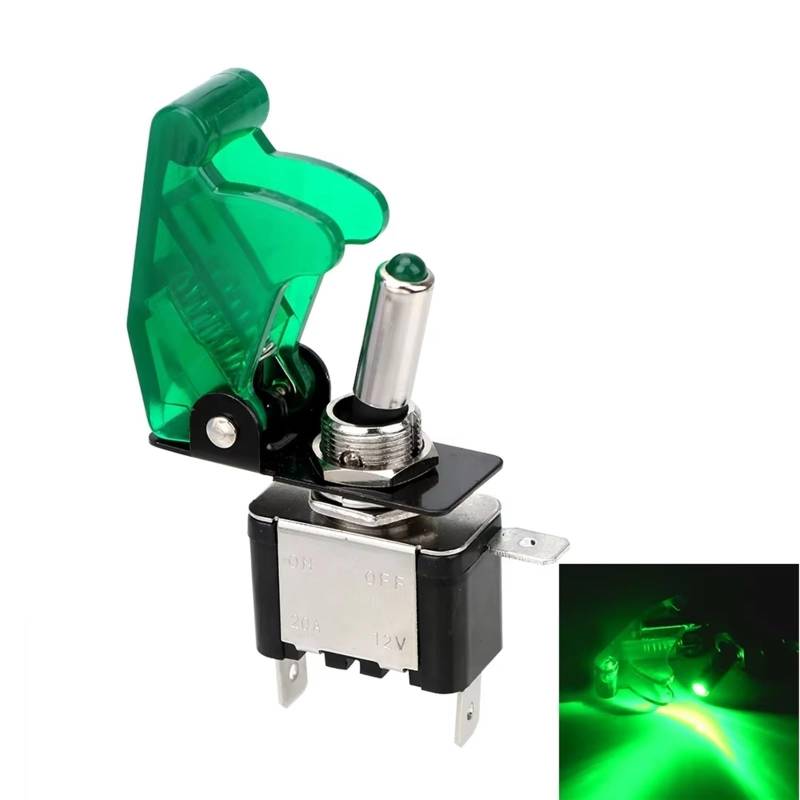 Fensterschalter 12V SPST Kippschalter Wippschalter Licht Für Zündungen Boost Marine Boot Rennwagen Schalter Licht Kipphebel LKW Anhänger Zubehör Elektrischer Fensterheberregler(Green) von Qjahxkf