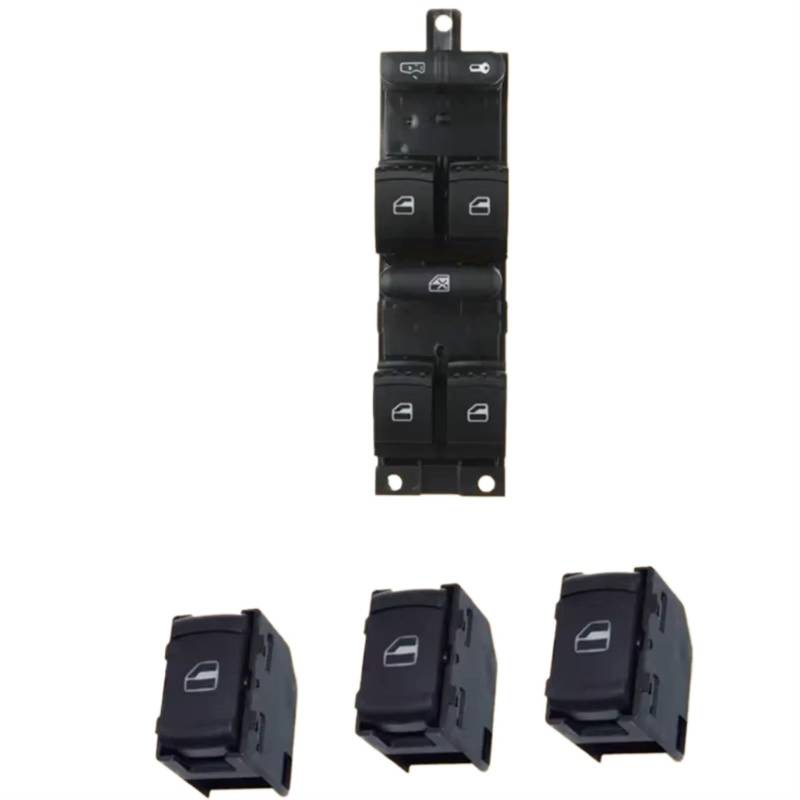 Fensterschalter Power Fenster Control Schalter Taste Rot 9pin FÜR Bora FÜR Jetta FÜR MK4 B5 Seat Leon Toledo 1J4959857 3BD959857 Elektrischer Fensterheberregler(Window Set) von Qjahxkf