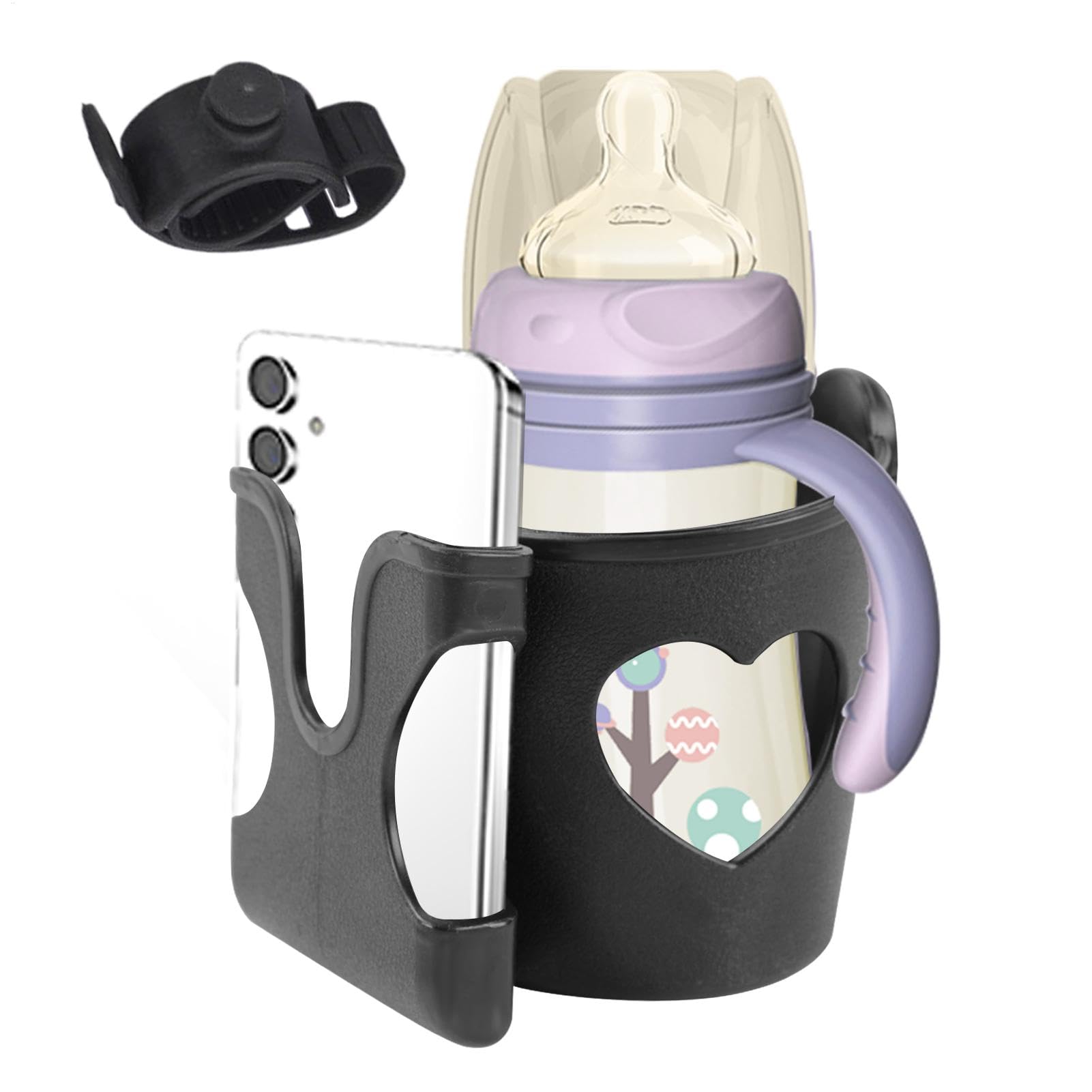 Qkbuza Cup -Halter für Walker, Kinderwagenbecher und Telefonhalter,Tragbare Kartierbecherhalter - Elektrische Rollerflaschenhalterung, Rollstuhlflaschenanschluss, Walkerzubehör für Kinderwagen von Qkbuza