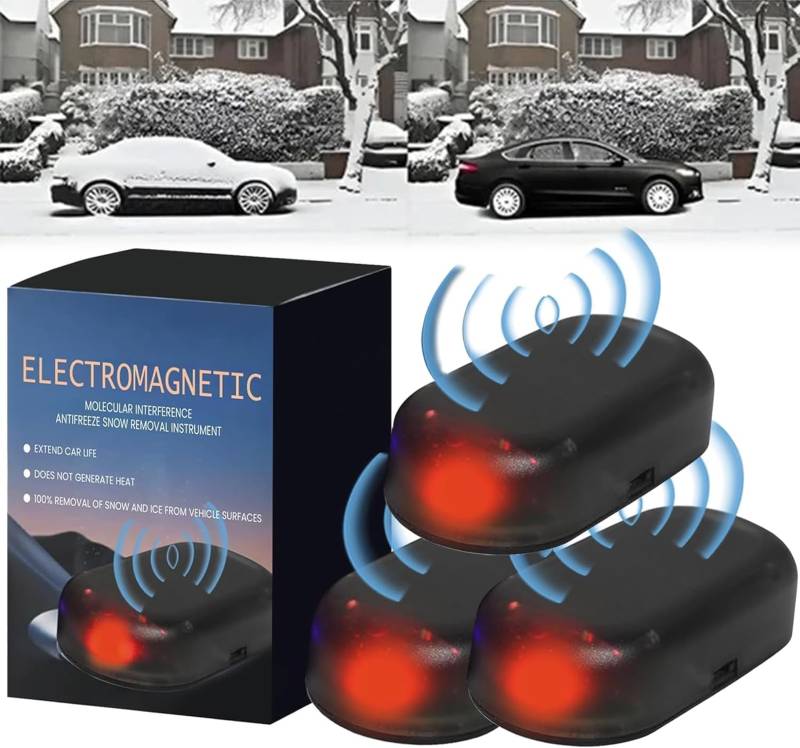 Qklovni Elektromagnetische molekulare Interferenz Frostschutzmittel Schneeräumung Frostschutz Elektromagnetisches Auto Schneeräumgerät Mikrowelle Molekularenteisung Instrument (3 Stück) von Qklovni