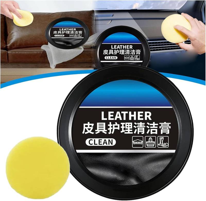 Qoobom Leader Cleaning and Care Cream & Cleaning Paste for Leather Care, Automotive Interior Leather Cleaning Cream, Car Leather Conditioner Oil Paste, for Car, Furniture (1Pcs) von Qoobom