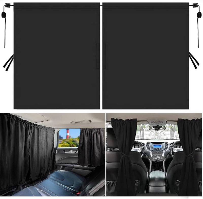 Auto Trennvorhänge Sonnenschutz,140x80CM Auto Sichtschutz Vorhänge,Abnehmbarer Hinten Privatsphäre,UV-Schutz Sichtschutzvorhänge Reise Privatsphäre Vorhang Für Autos für Reisen Camping Nap Schlafen von Qooloo