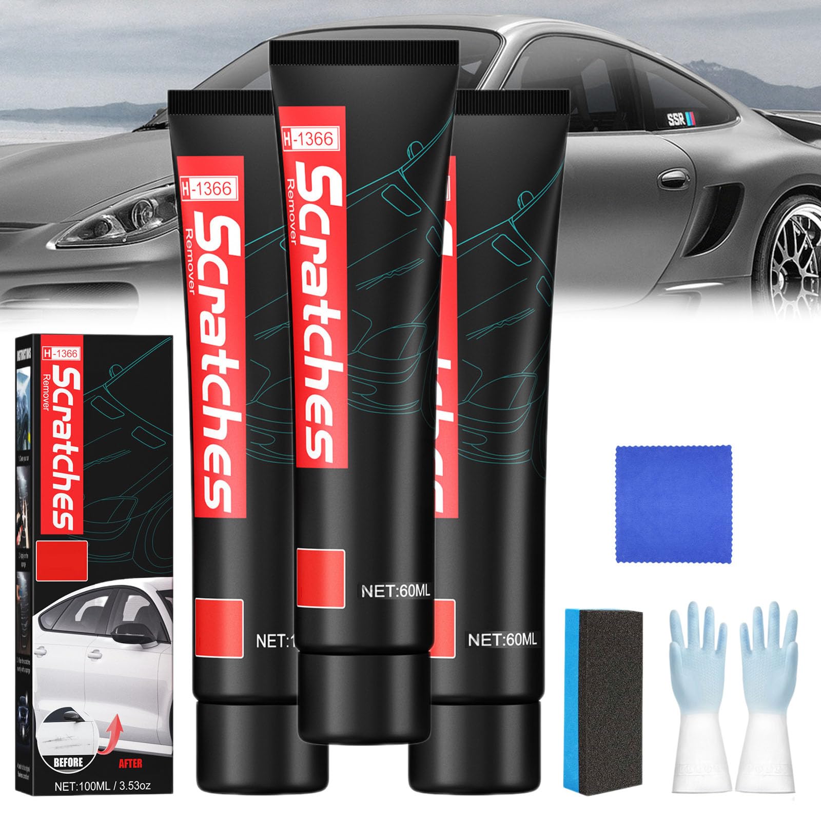 Professional Car Resurfacing Polisher Set for Deep Scratches - Car Resurfacing Polisher Scratch Repair Paste - Car Resurfacing Polisher, Scratch Repair Paste - Solution for Scratch Remova (60ml,3 Pc) von Qosigote