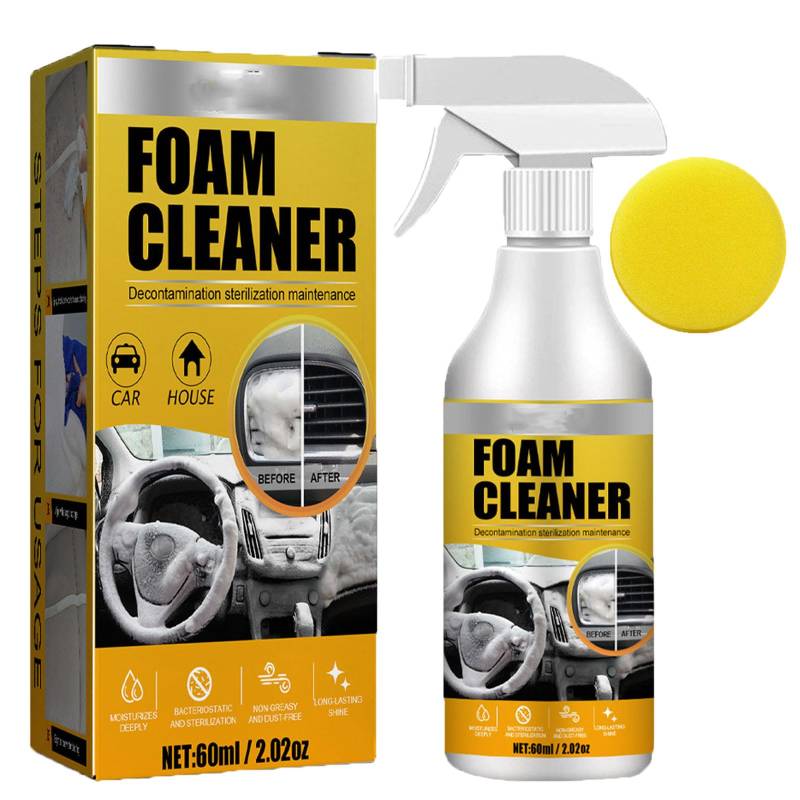 Qosigote Schaumreiniger für den Autoinnenraum, Foam Cleaner, Magic Foam Cleaner, Foam Cleaner Auto, Multi-Purpose Schaumreiniger, All Purpose Cleaner Spray (1 Set) von Qosigote