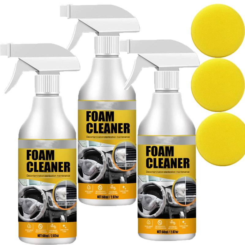 Qosigote Schaumreiniger für den Autoinnenraum, Foam Cleaner, Magic Foam Cleaner, Foam Cleaner Auto, Multi-Purpose Schaumreiniger, All Purpose Cleaner Spray (3 Set) von Qosigote