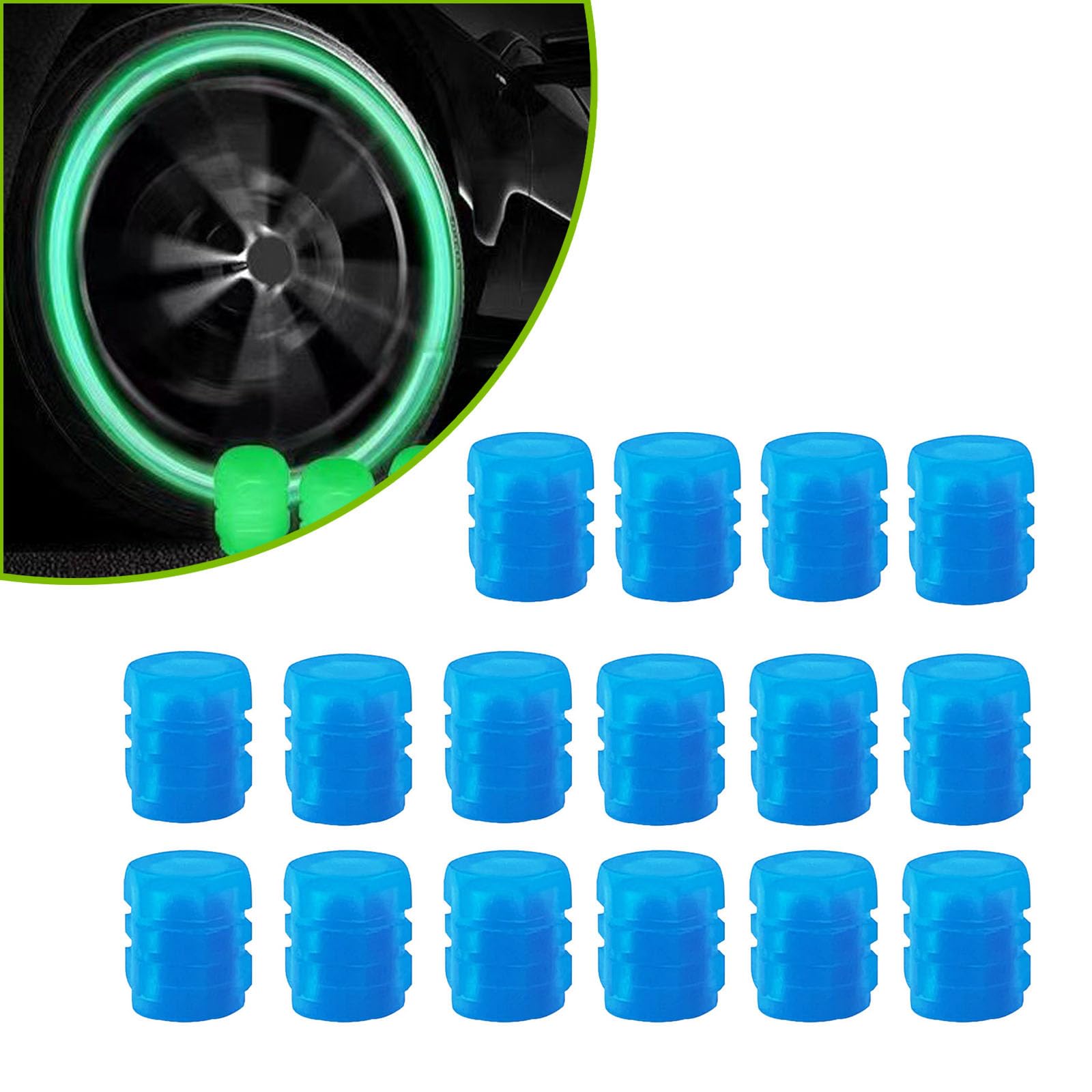 Qosigote Universal Fluorescent Tire Valve Caps, 2025 Upgraded Luminous Night Rider Valve Covers, Glow In The Dark Valve Cap for General Cars Motorbike Trucks Bicycle Decoration (Blue,20PCS) von Qosigote