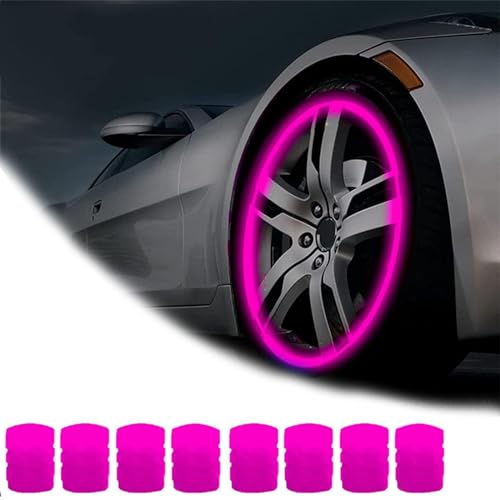 Qosigote Universal Fluorescent Tire Valve Caps, 2025 Upgraded Luminous Night Rider Valve Covers, Glow In The Dark Valve Cap for General Cars Motorbike Trucks Bicycle Decoration (Pink,8PCS) von Qosigote