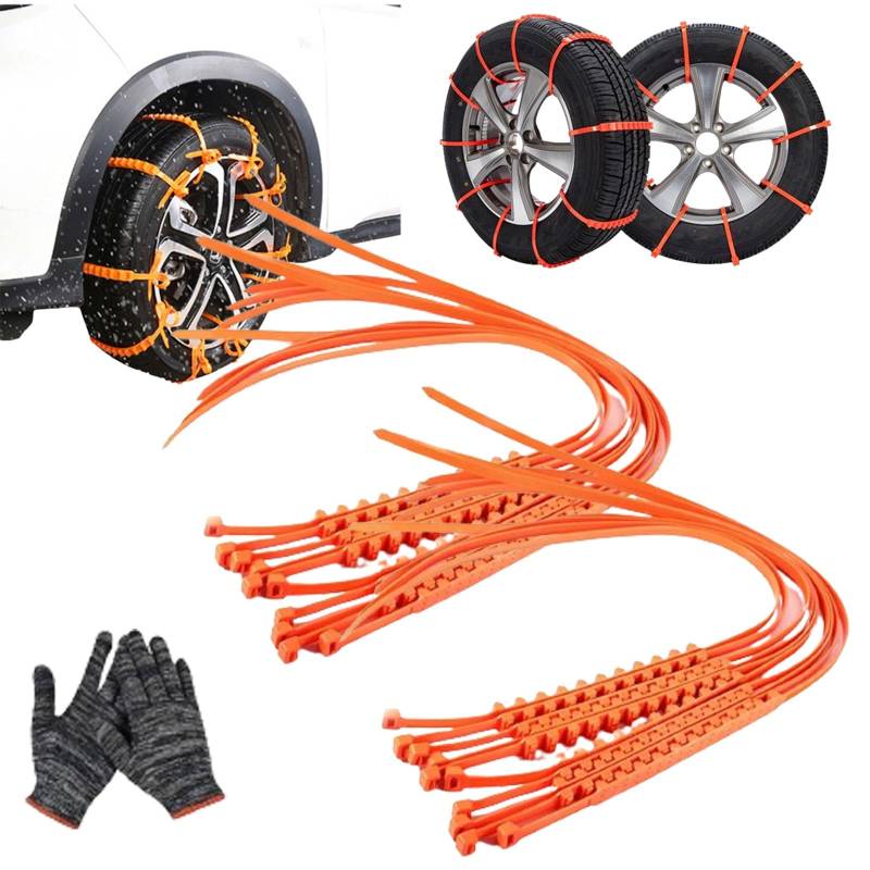 Qosneoun Auto Reifen Schneekette Anti Rutsch, Reusable Anti Snow Chains of Car, Anti-Skid Zip Tire Chain, Snow Chains for Car Tires, Zip-Tie Emergency Snow Tire Chains for Most Cars (30) von Qosneoun