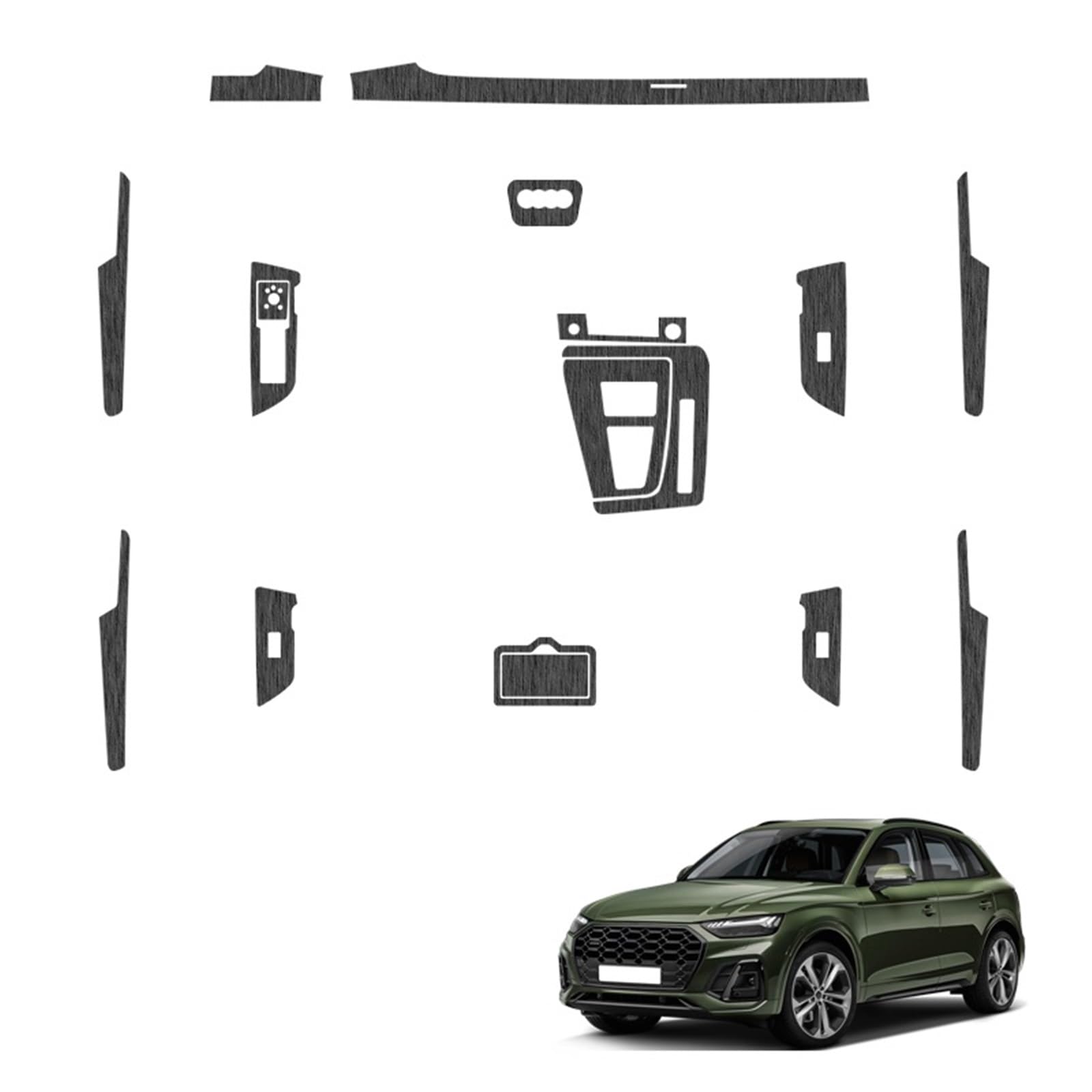 Kompatibel for Audi Q5 FY 2018–2025, Auto-Innenaufkleber, Hebefenster-Panel-Aufkleber, Getriebe, Armaturenbrett, Schutzfolie, Auto-Zubehör (Color : Black) von QottLe