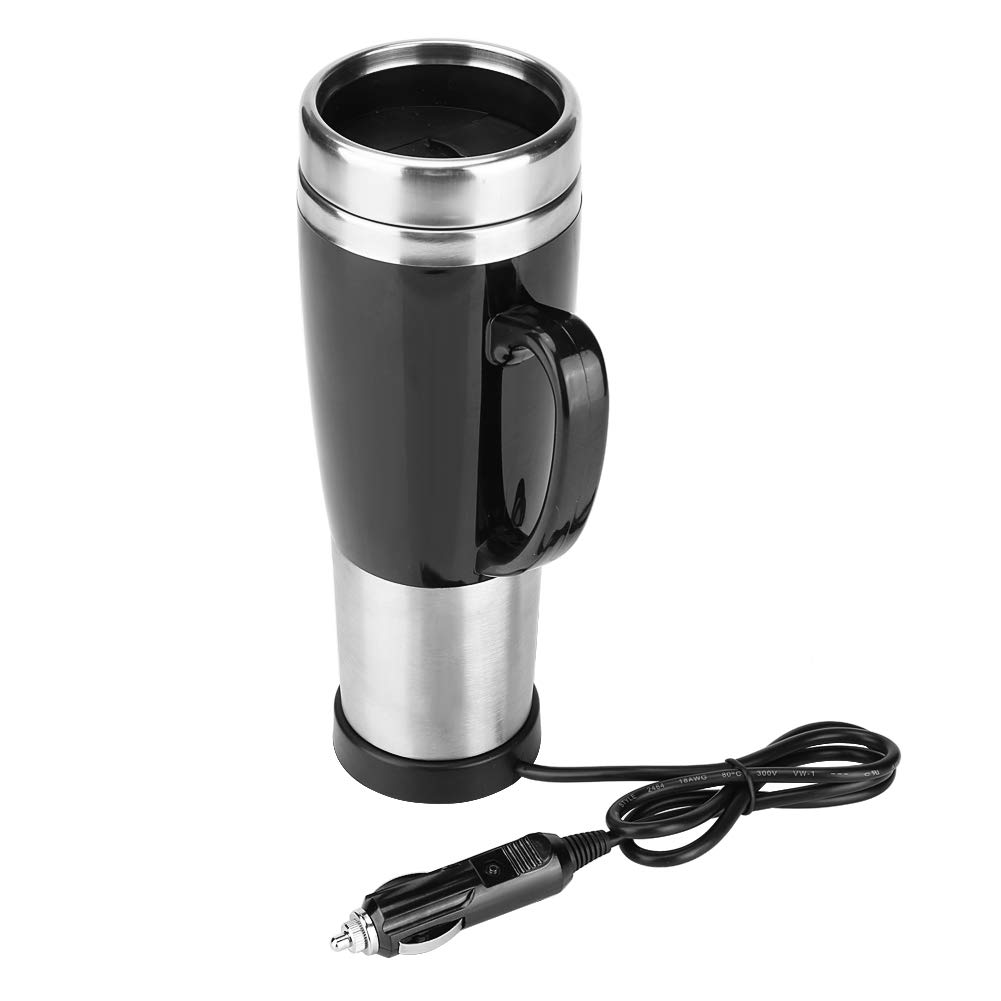 Auto Elektrische Edelstahl Heizung Tasse Kaffee Tee Becher Schwarz Reise Winter 450 Ml 12 V/24 V Tragbare (A) von Qqmora