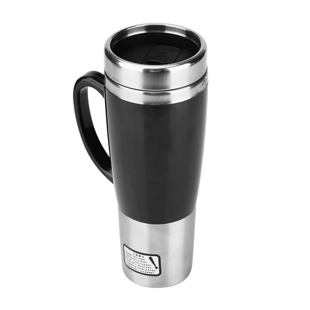 Auto Elektrische Edelstahl Heizung Tasse Kaffee Tee Becher Schwarz Reise Winter 450 Ml 12 V/24 V Tragbare (B) von Qqmora