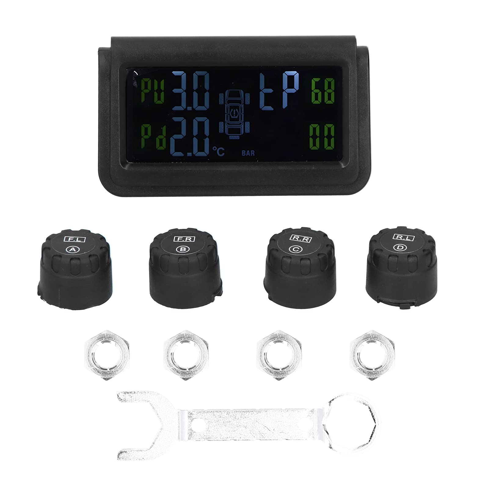 Autoreifendruckkontrollsystem Solar Power Reifendruckkontrollsystem Display Sound Warning TPMS mit 4 Sensoren von Qqmora