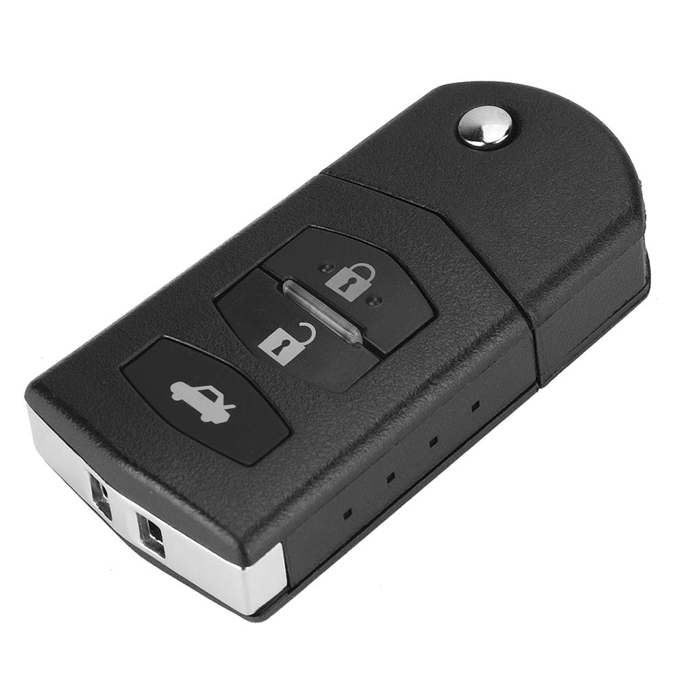 Klappbares Schlüsselgehäuse, Schwarze Modifizierte ABS-Metall-Schlüsselanhänger-Abdeckung für den Autoersatz für 2 3 5 6 RX8 MX5 von Qqmora