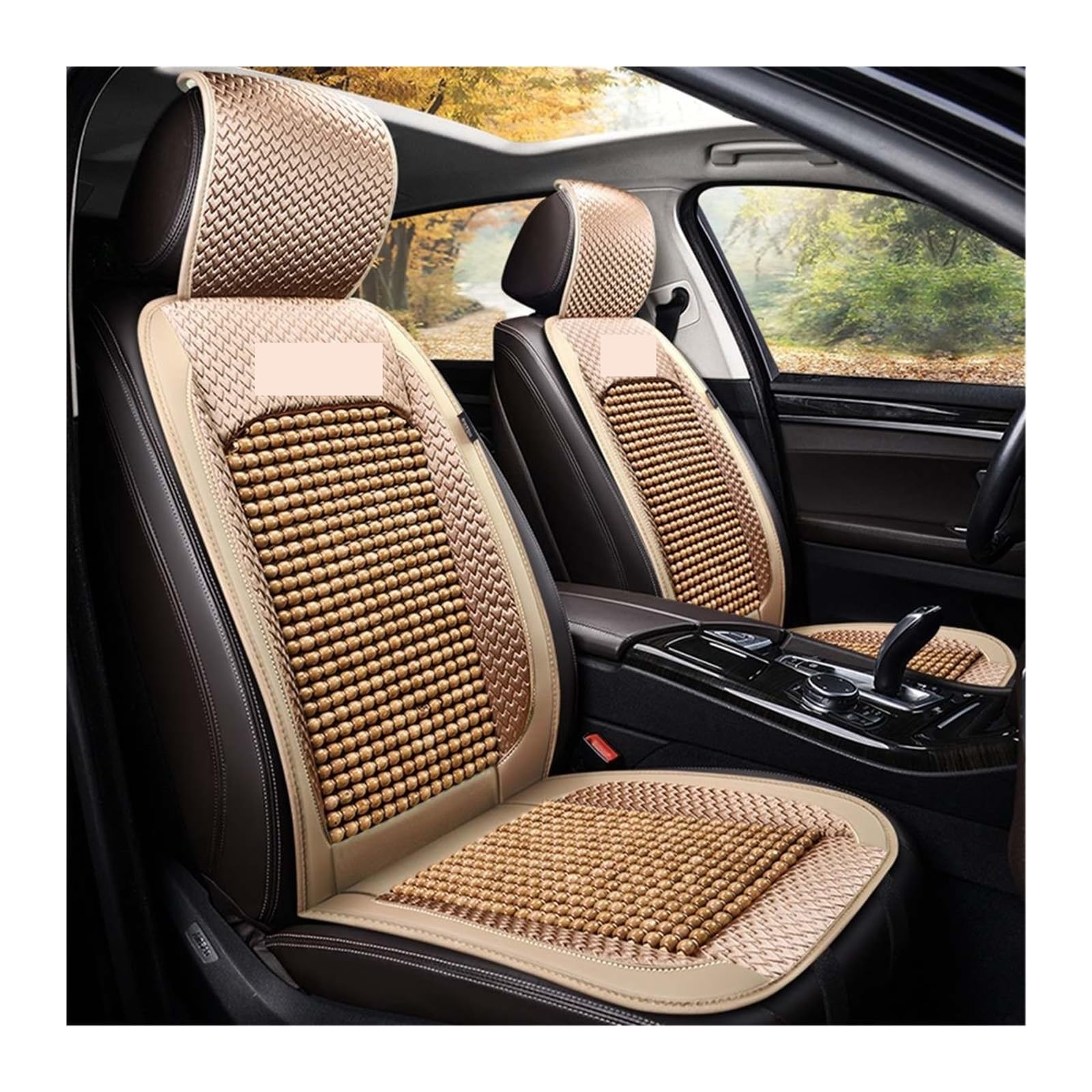 QqzzzH Für Bentley Flying Spur Old 2010 Sommer Kühles Sitzkissen,Bambuskissen,Rutschfestes Stuhlkissen,Auto-kühlsitzkissen,A/Beige-B/2 x Seat Covers von QqzzzH