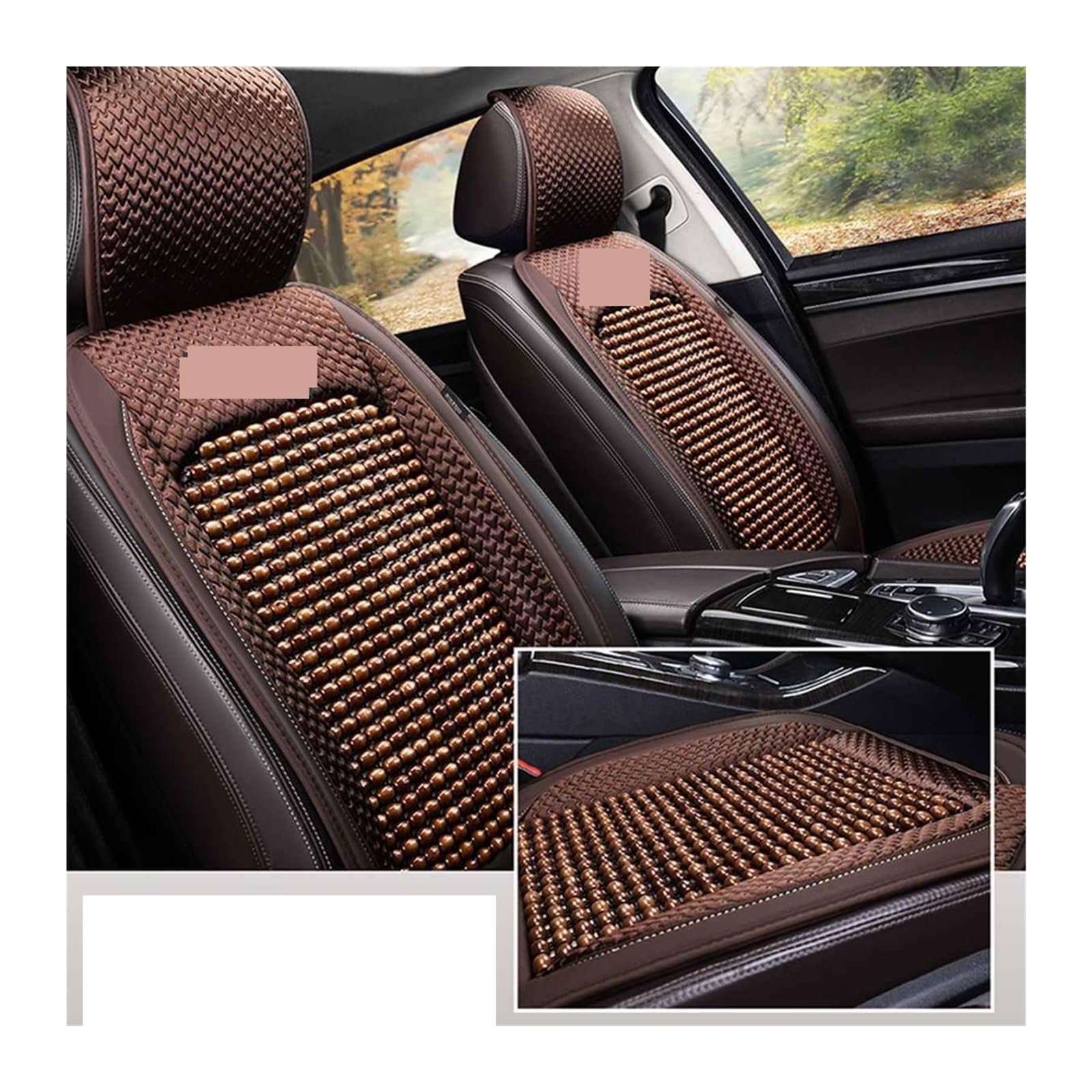 QqzzzH Für Chrysler 300C New 2012-2014 Sommer Kühles Sitzkissen,Bambuskissen,Rutschfestes Stuhlkissen,Auto-kühlsitzkissen,B/Black-B/2 x Seat Covers von QqzzzH