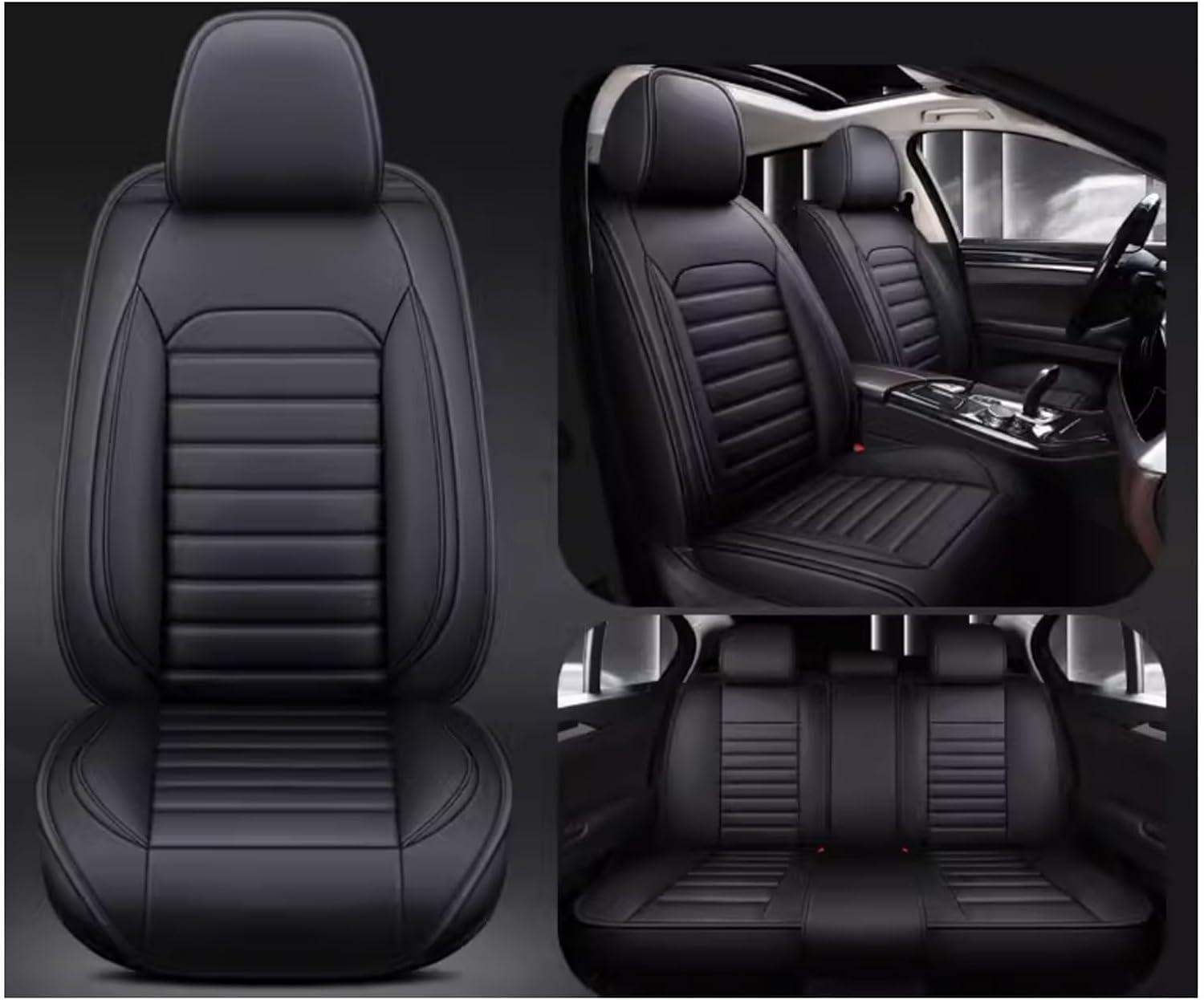 Qsmad Auto Sitzkissen,für Suzuki SX4 2007-2018,rutschfest Komfort Stuhlkissen Autositzschutz Zubehör Vier Jahreszeiten Universal,Black von Qsmad