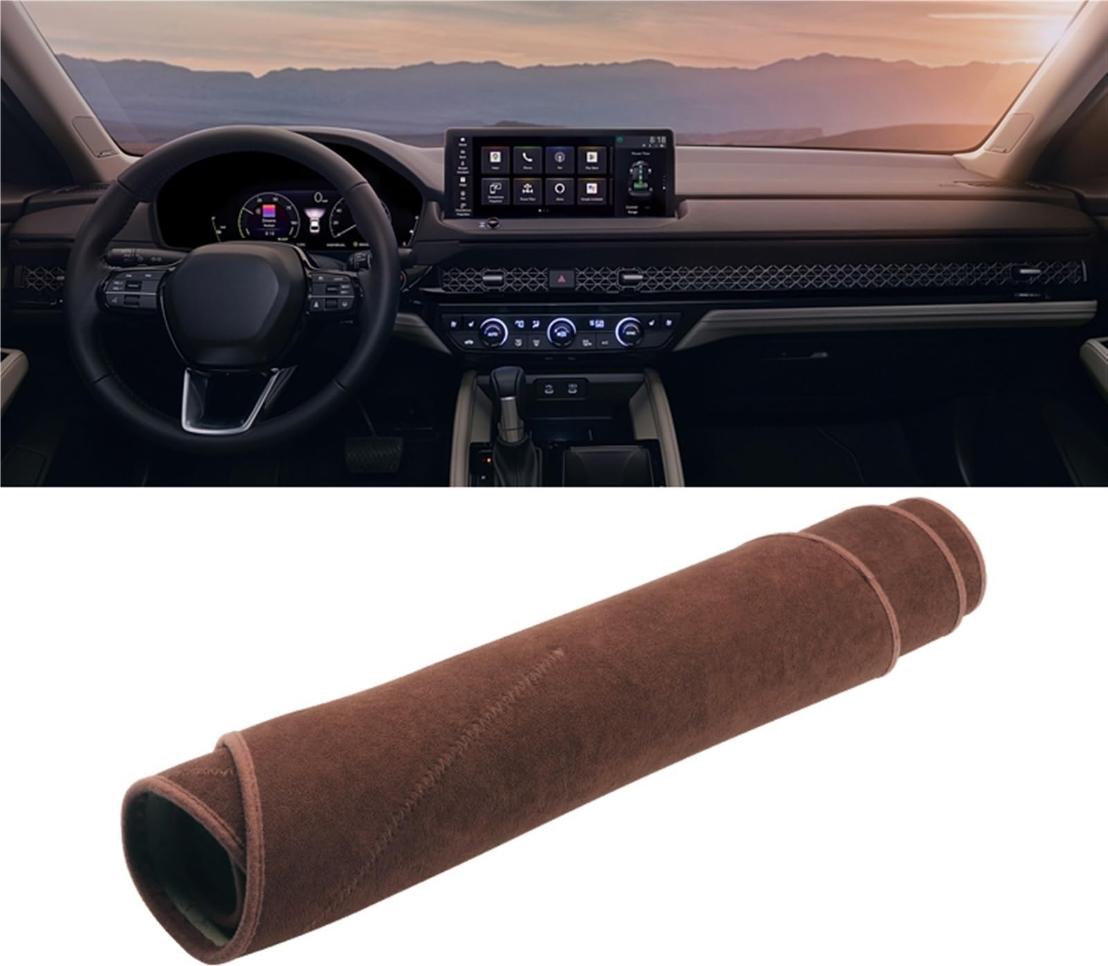 Dashboard Abdeckung Auto Für Accord 11th 2023 2024 Auto-Armaturenbrett-Abdeckungsmatte Sonnenschutzteppiche Anti-UV-Rutsch-Gehäuse-Instrumententeppiche(B Brown) von Qsnfda