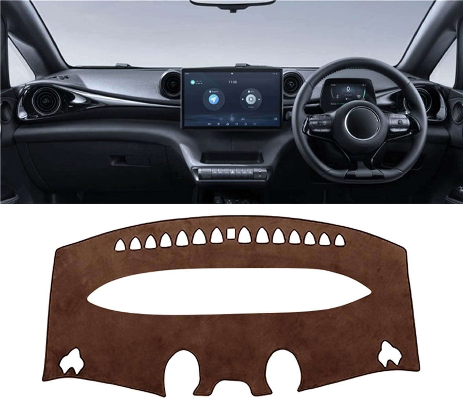 Dashboard Abdeckung Auto Für BYD Für Dolphin 2021 2022 2023 2024 Armaturenbrettabdeckung Vermeiden Sie Lichtpad Sonnenschutzgehäuse Anti-UV-Teppiche rutschfeste Matte(Brown RHD) von Qsnfda