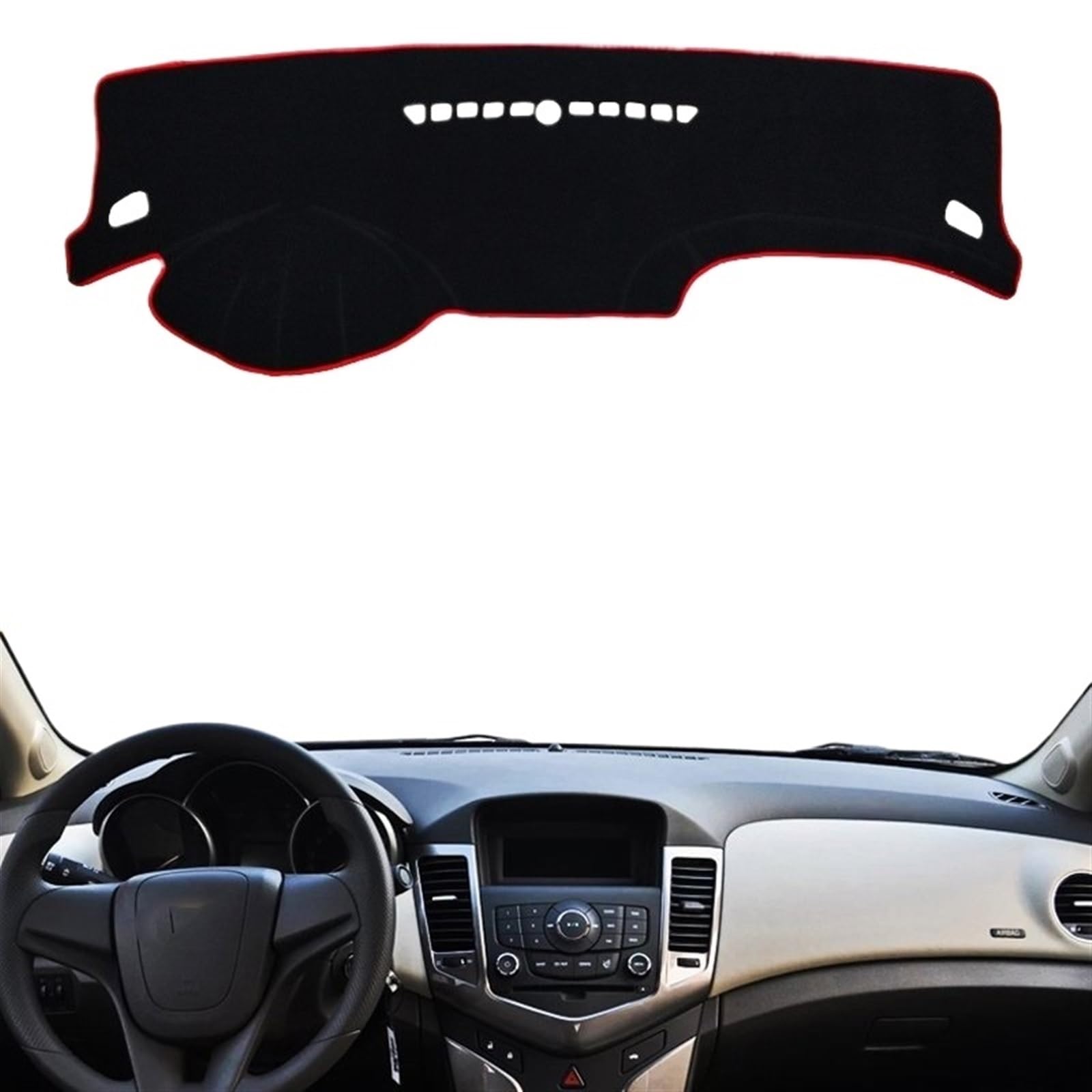 Dashboard Abdeckung Auto Für Chevrolet Für Cruze 2009-2012-2015 Zubehör Auto Dashboard Abdeckung Dash Matte Sonnenschutz Pad Instrume Panel Teppiche(LHD Red Side) von Qsnfda