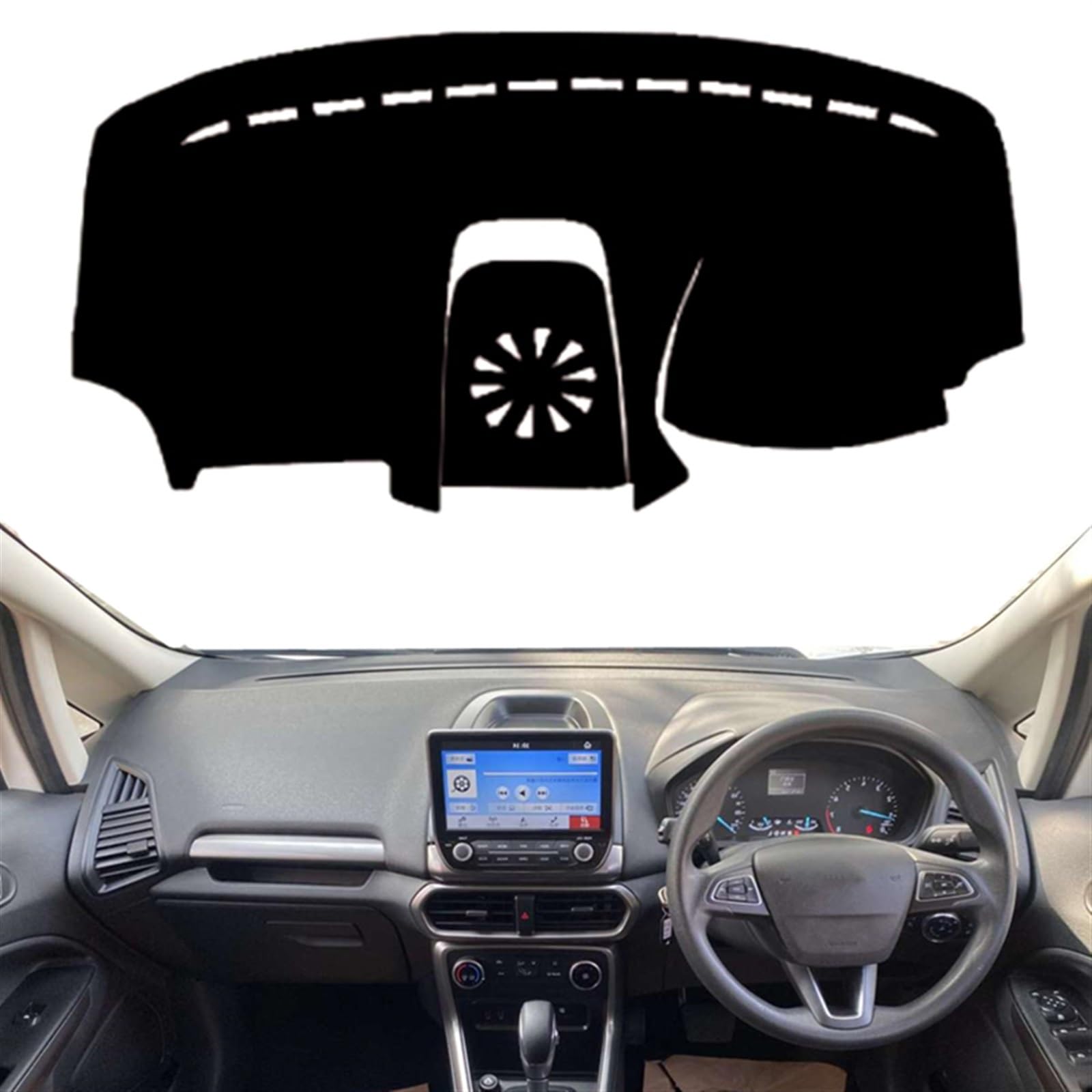 Dashboard Abdeckung Auto Für Ford Für EcoSport 2018-2021 2022 2023 Dashboard Abdeckung Matte Pad Anti-Uv Instrument Sonnenschirm Schützen Teppich Teppich(Black(Black Edge),Rechtslenker) von Qsnfda