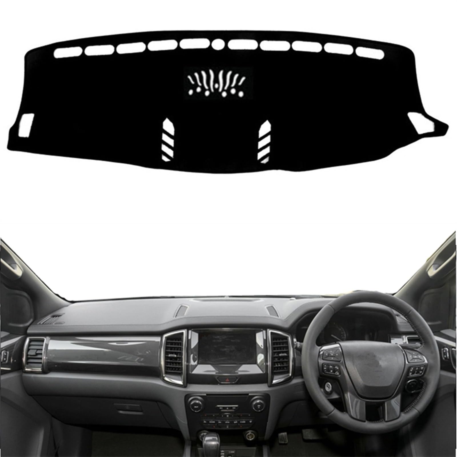 Dashboard Abdeckung Auto Für Ford Für Everest Für Ranger 2015 2016 2017 2018-2021 Dashboard Abdeckung Matte Pad Dashmat Sonnenschirm Schützen Teppich Auto(Black(Black Edge),Rechtslenker) von Qsnfda