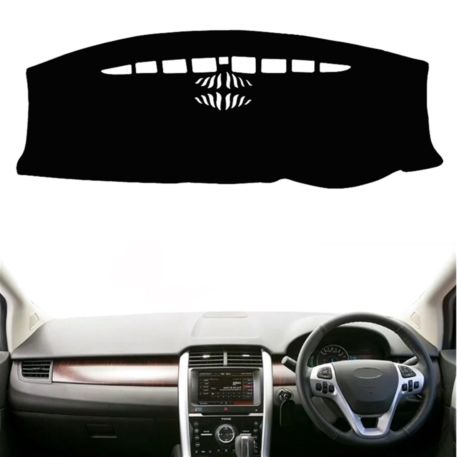 Dashboard Abdeckung Auto Für Ford Für Rand 2007 2008 2009 2010 2011-2014 Auto Dashboard Abdeckung Sonnenschutzdach Matte Pad Anti-Glare Dashmat Teppich Teppich Auto(Black(Black Edge),Rechtslenker) von Qsnfda