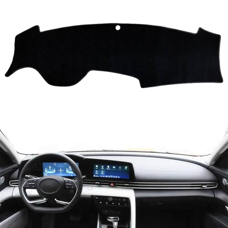 Dashboard Abdeckung Auto Für Hyundai Für Elantra Für Avante I30 CN7 2020-2023 2024 Dashboard Abdeckung Matte Pad Schutz Auto Dash Sonnenschirm Teppich(Black(Black Edge),Linkslenker) von Qsnfda