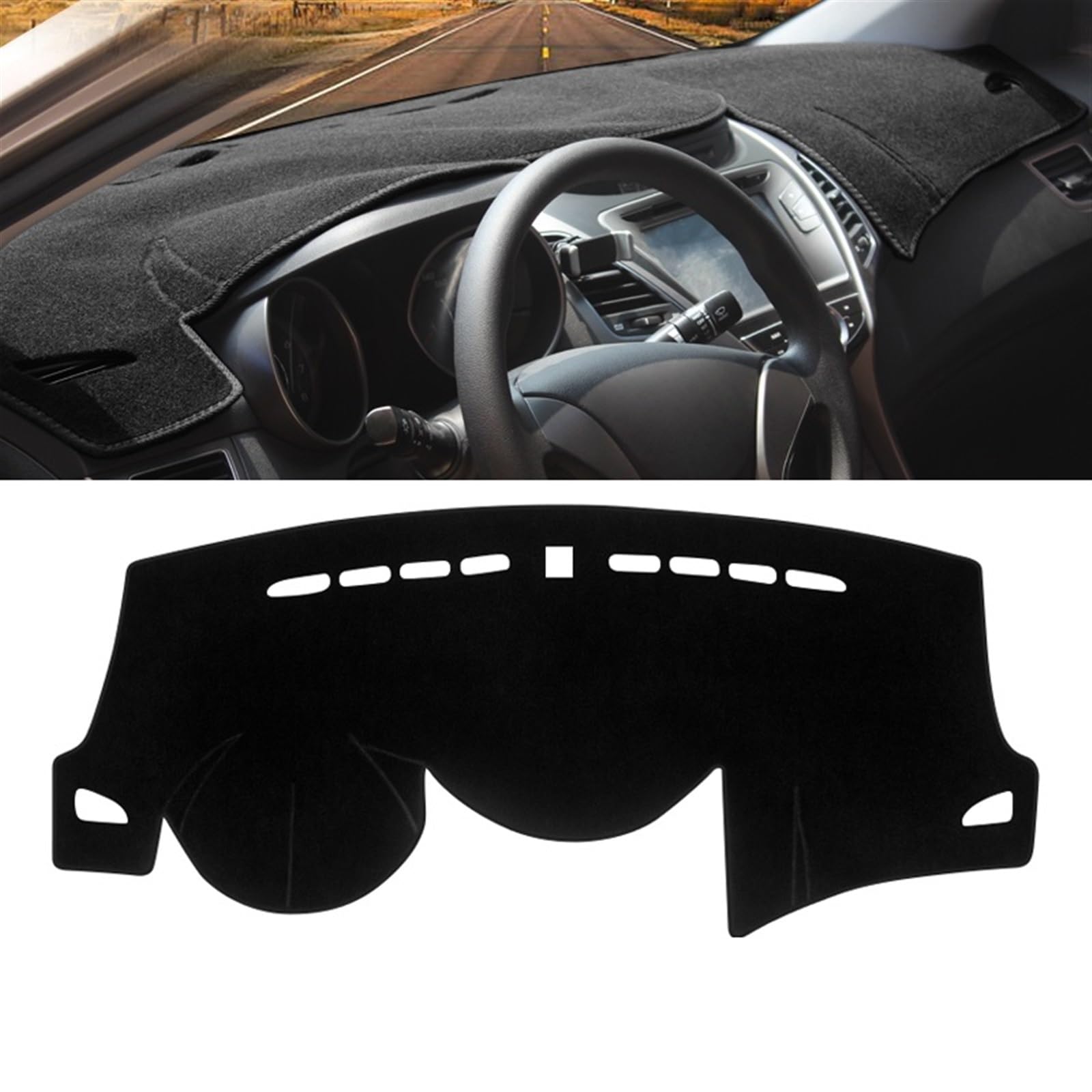 Dashboard Abdeckung Auto Für Hyundai Für Elantra MD UD 2011 2012 2013 2014 2015 Auto Armaturenbrett Abdeckung Sonnenschutz Vermeiden Licht Matte Instrument Teppiche(A LHD Black Side) von Qsnfda