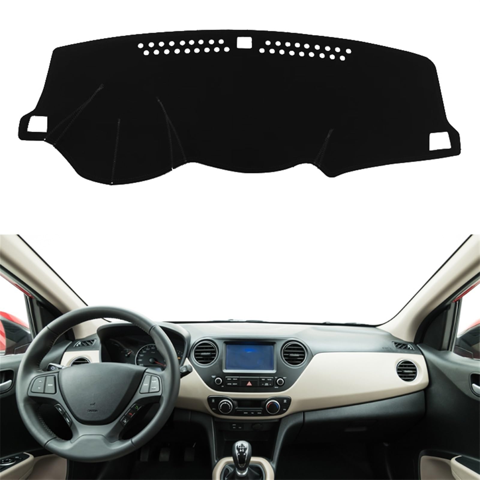 Dashboard Abdeckung Auto Für Hyundai Für Grand I10 2013 2014 2015 2016 2017 Rechts- Und Linkslenker-Armaturenbrettabdeckungen Mattenschattenkissenpolster Teppiche(Blue Edge,Linkslenker) von Qsnfda