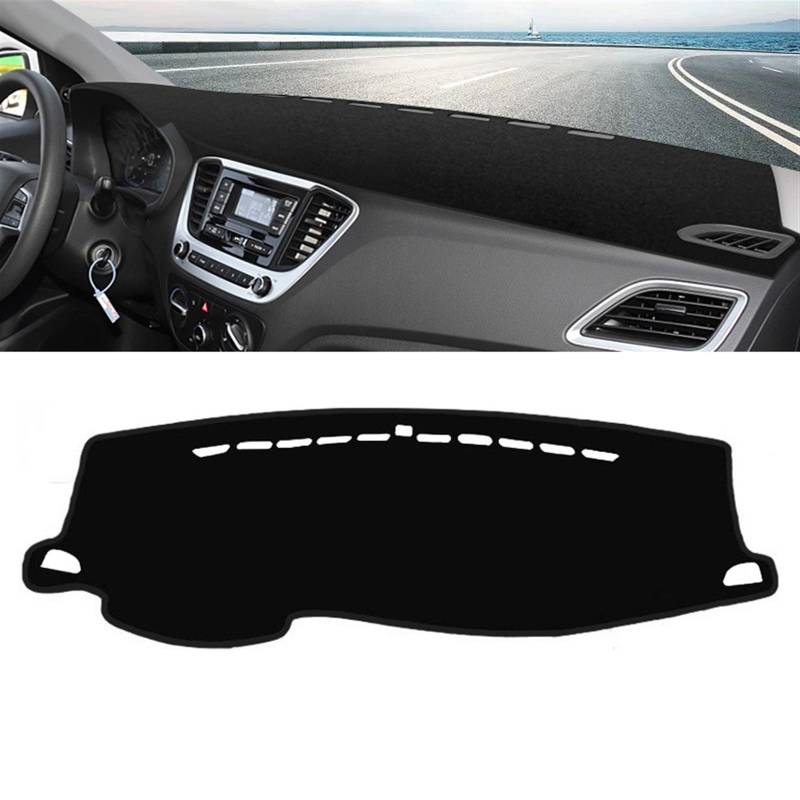 Dashboard Abdeckung Auto Für Hyundai Für Solaris Accent HC 2017 2018 2019 2020 Auto-Armaturenbrett-Sonnenschutz-Abdeckung Anti-UV-Rutsch-Matten-Schutz(A Black Side) von Qsnfda