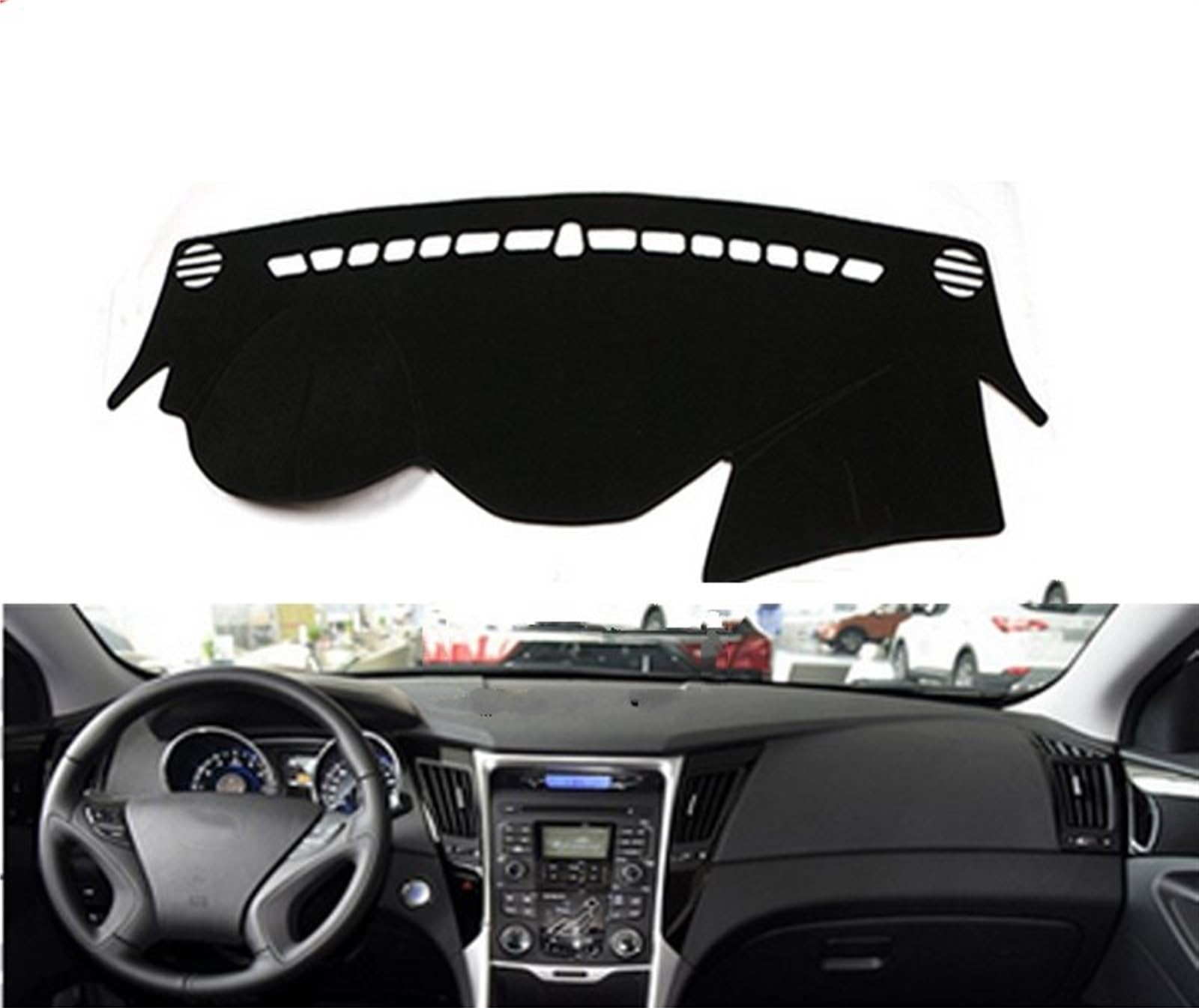 Dashboard Abdeckung Auto Für Hyundai Für Sonata I45 2009-2014 Rechts- Und Linkslenker Auto Armaturenbrett Abdeckungen Matte Schatten Kissen Pad Teppiche(Black Edge,Linkslenker) von Qsnfda