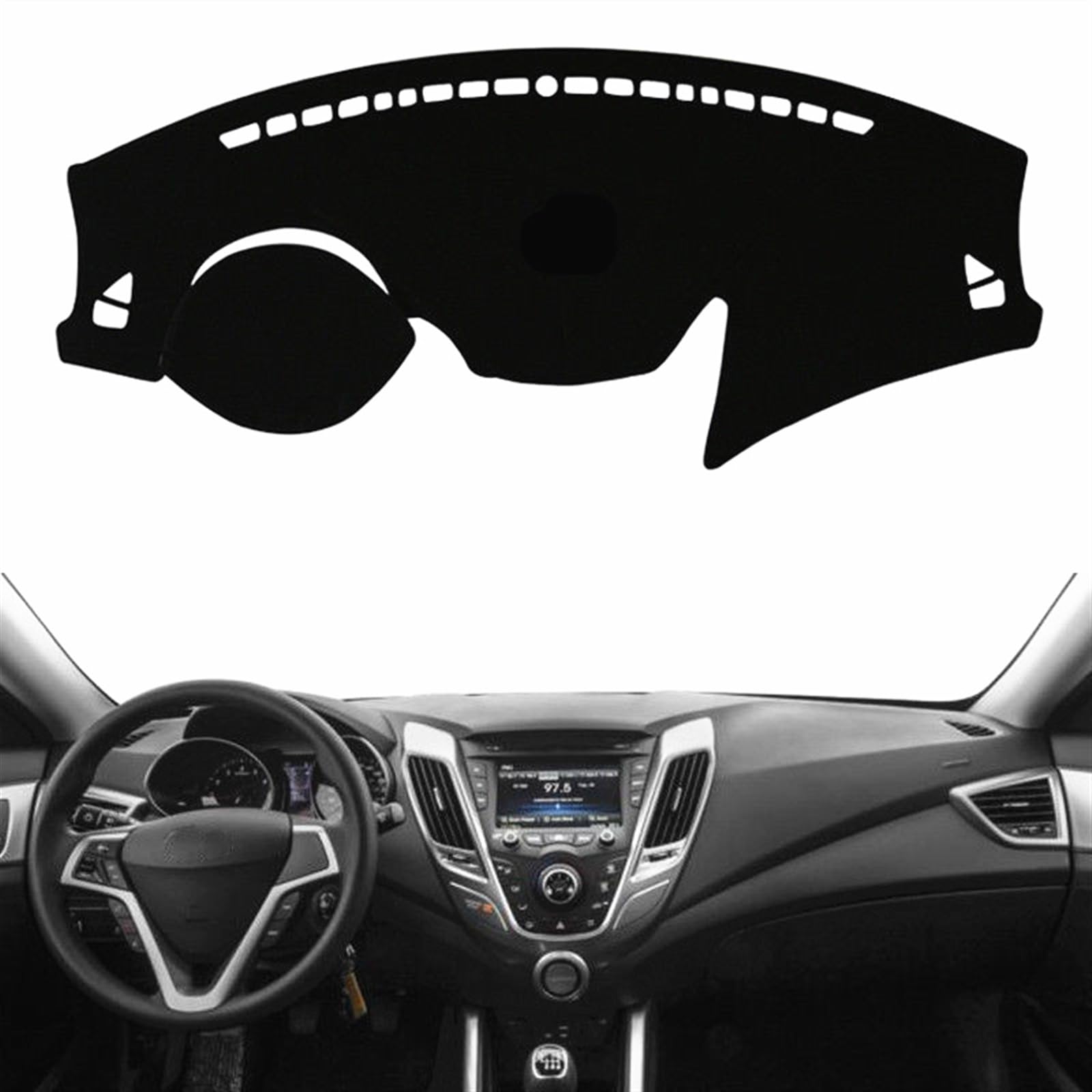 Dashboard Abdeckung Auto Für Hyundai Für Veloster 2012-2015 2016 2017 2018 Anti-Uv Dashboard Abdeckung Pad Matte Dash Sonnenschutzdach Schützen Teppich Teppich(Black(Black Edge),Linkslenker) von Qsnfda