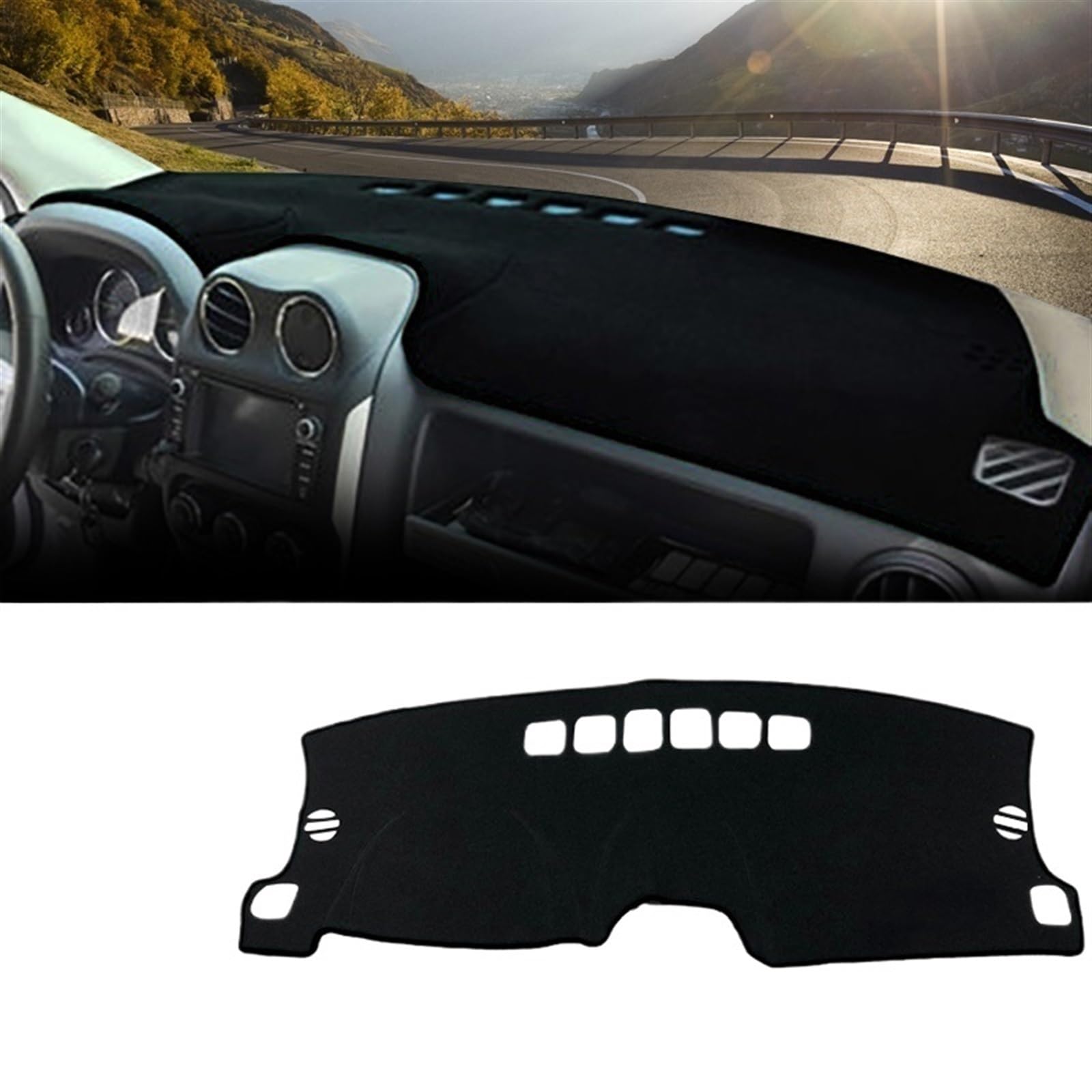 Dashboard Abdeckung Auto Für Jeep Für Kompass 2009 2010 2011 2012 2013 2014 2015 2016 Auto-Armaturenbrett-Abdeckung Sonnenschutz Vermeiden Sie Licht rutschfeste Matte(A Black Side) von Qsnfda