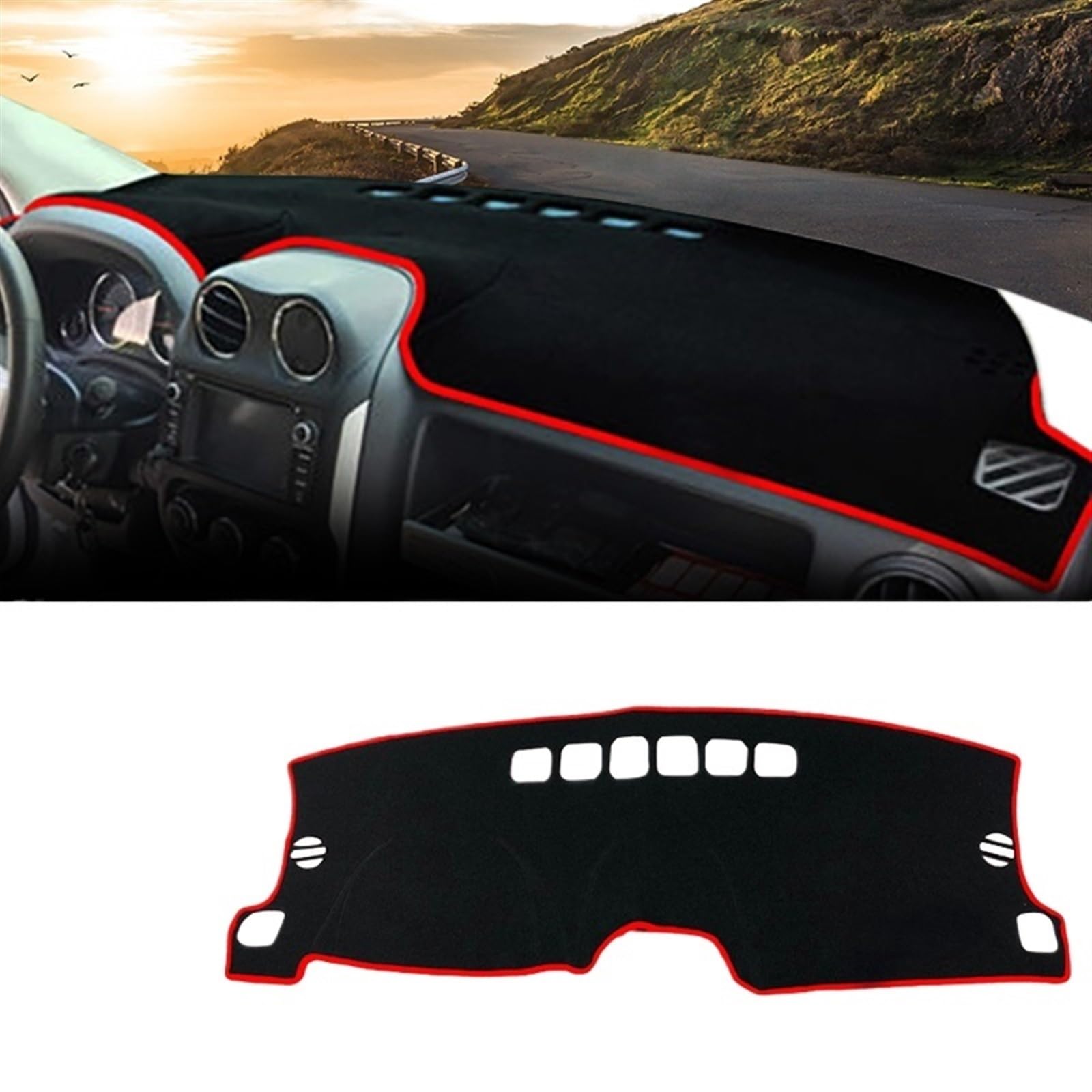 Dashboard Abdeckung Auto Für Jeep Für Kompass 2009 2010 2011 2012 2013 2014 2015 2016 Auto-Armaturenbrett-Abdeckung Sonnenschutz Vermeiden Sie Licht rutschfeste Matte(A Red Side) von Qsnfda