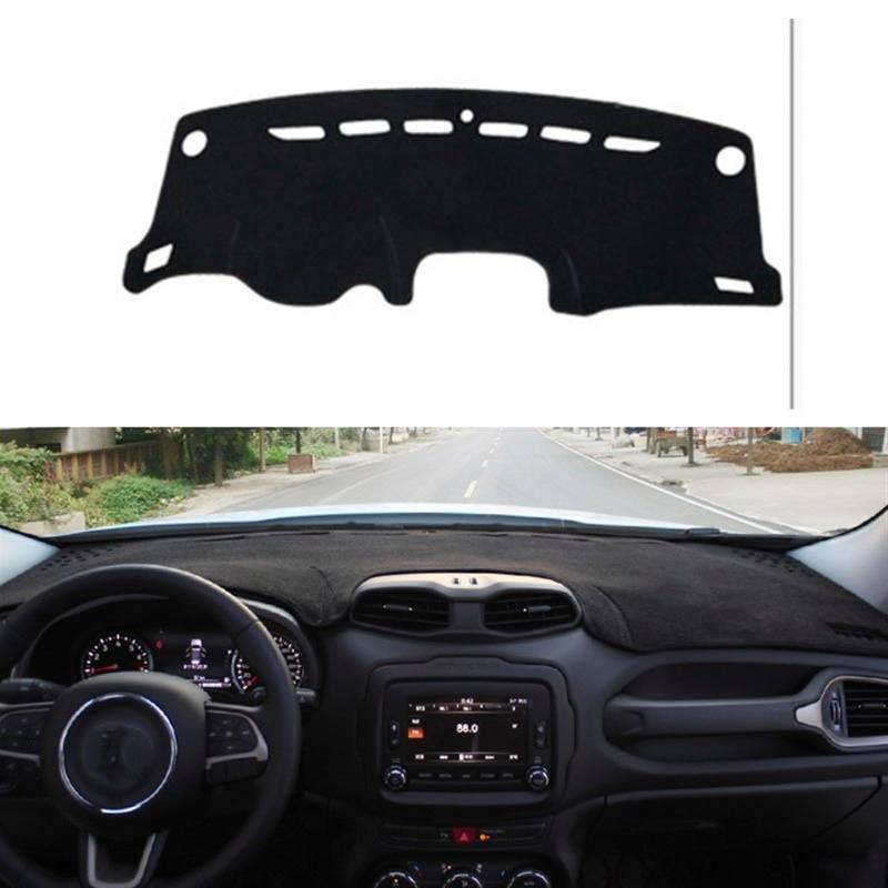 Dashboard Abdeckung Auto Für Jeep Für Renegade BU 2015 2016 2017 2018 2019 2020 2021 2022 Auto-Armaturenbrett Vermeiden Lichtmatte Instrument Schreibtischabdeckung Matten(Black Side) von Qsnfda