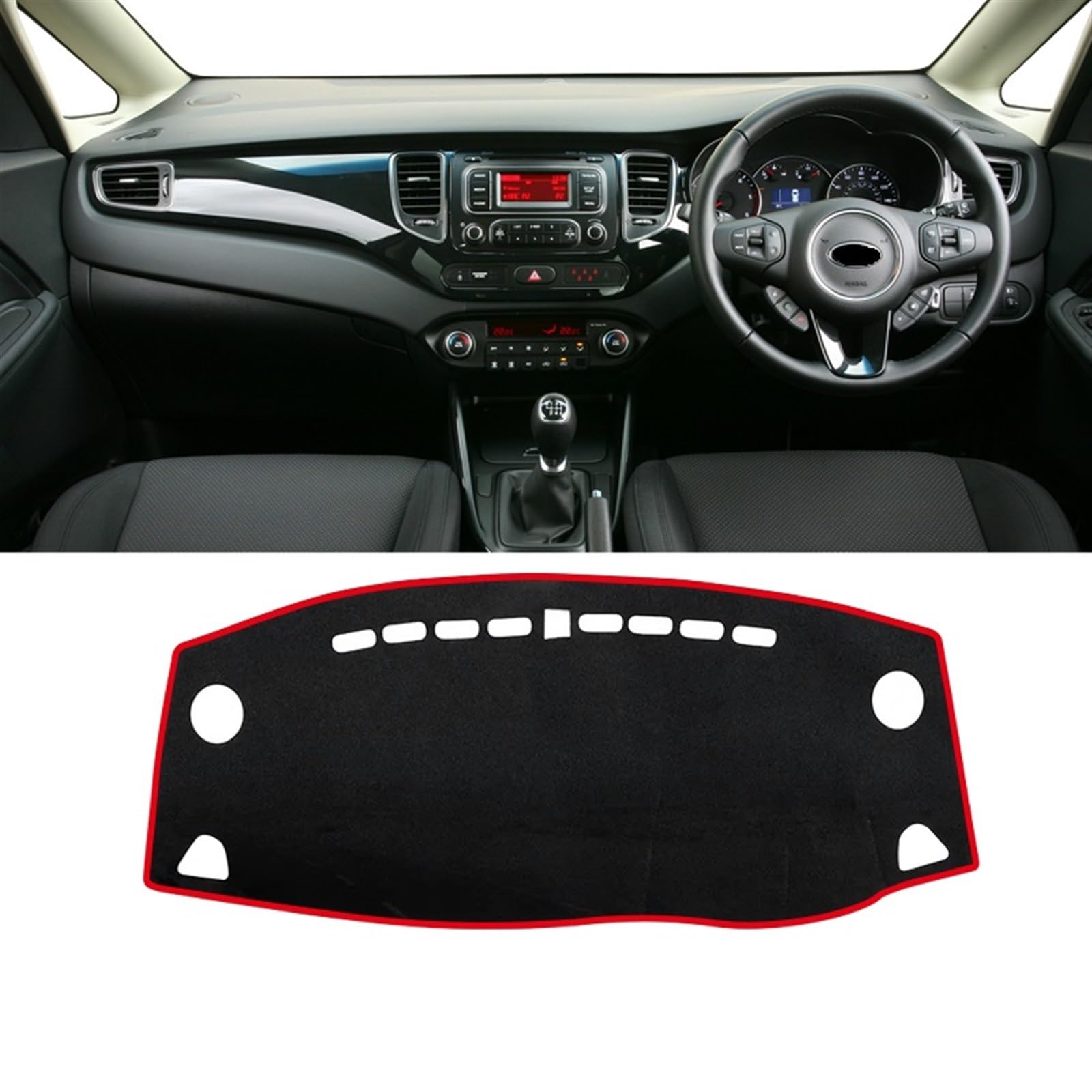 Dashboard Abdeckung Auto Für Kia Für Carens RP 2013 2014 2015 2016 2017 2018 2019 Auto Armaturenbrettabdeckung Vermeiden Sie Lichtmatte Instrumententafel Teppiche(A Red Side RHD) von Qsnfda