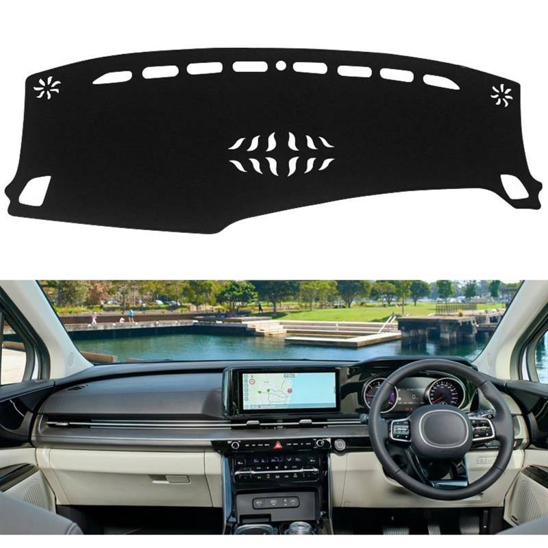 Dashboard Abdeckung Auto Für Kia Für Carnival Für Sedona KA4 2020 2021 2022 2023 Auto-Armaturenbrett Vermeiden Lichtmatte Instrumentenplattform-Abdeckungsmatten Teppiche(RHD Black Side) von Qsnfda