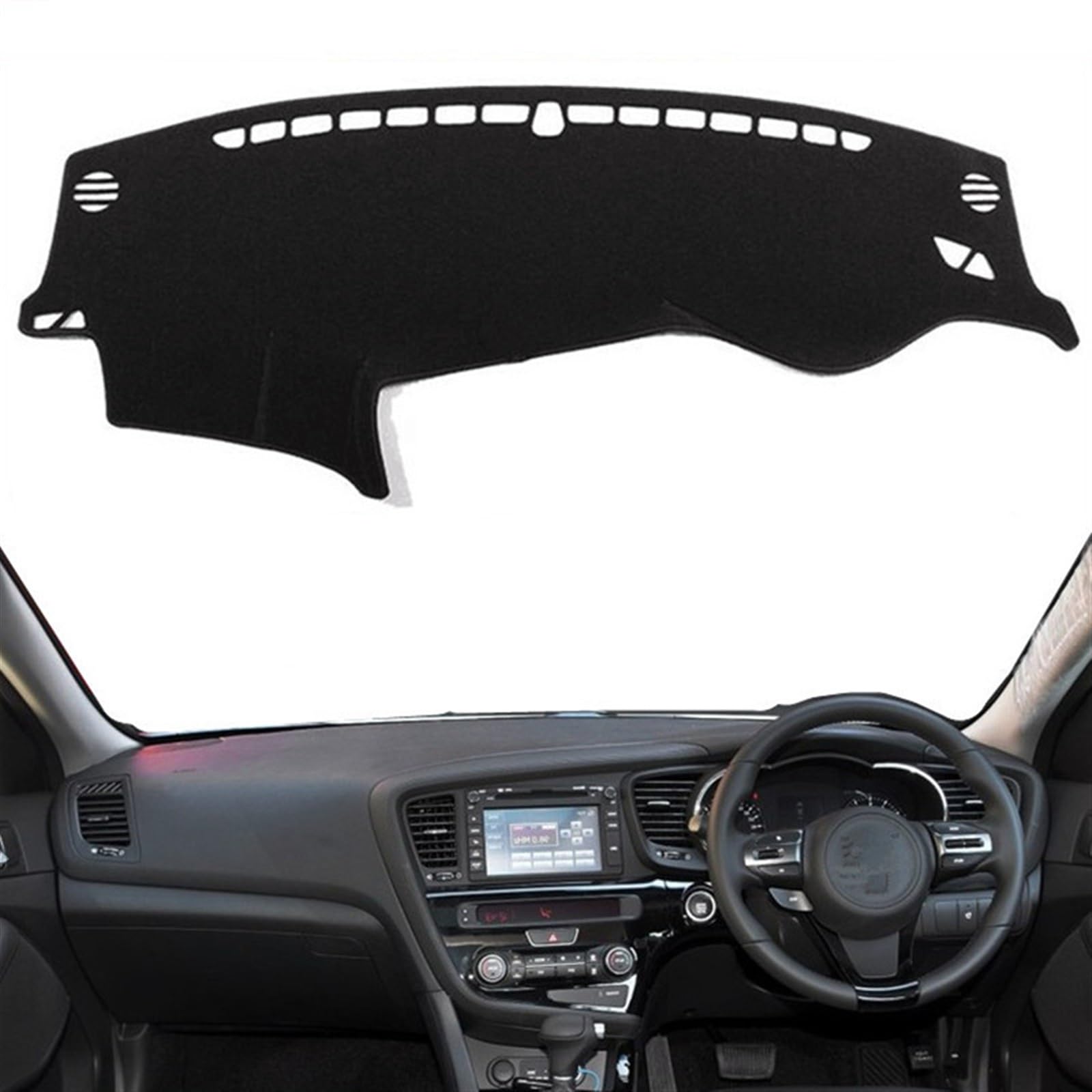 Dashboard Abdeckung Auto Für Kia Für Optima TF K5 2010 2011 2012 2013 2014 2015 Dashboard Abdeckung Sonnenschutzdach Matte Pad Dash Schützen Teppich(Black(Black Edge),Rechtslenker) von Qsnfda