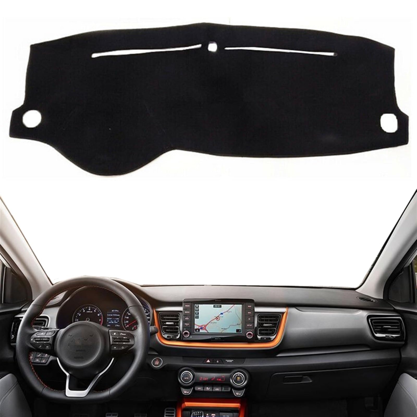 Dashboard Abdeckung Auto Für Kia Für STONIC 2017 2018 2019 2020 2021 2022 2023 2024 Auto Dashboard Abdeckung Matte Pad Dashmat Sonnenschirm Teppich beschützer(Black(Black Edge),Linkslenker) von Qsnfda