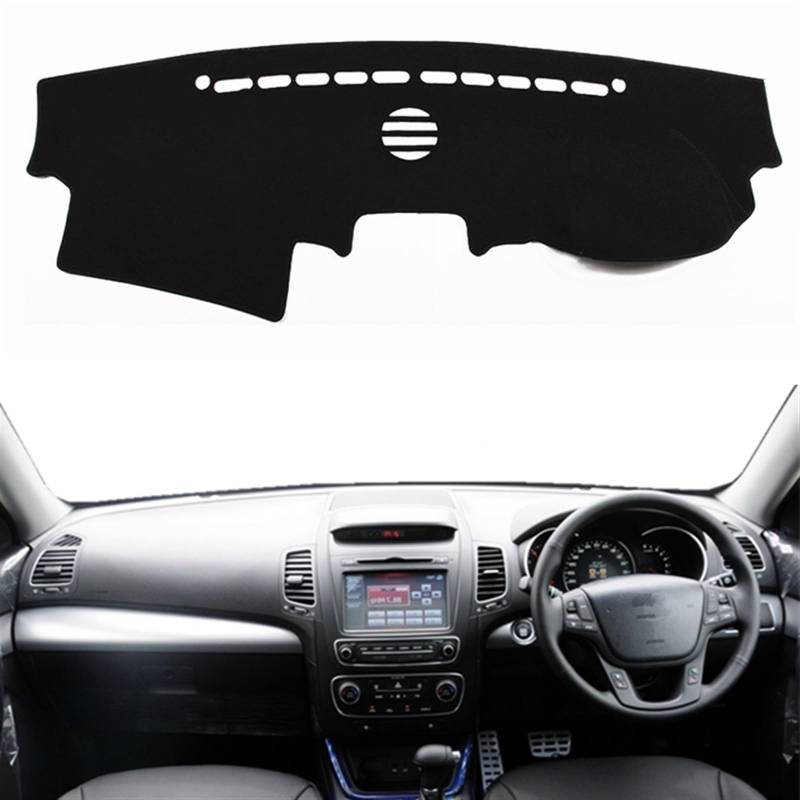 Dashboard Abdeckung Auto Für Kia Für Sorento 2009 2010 2011 2012 2013 2014 Anti-Uv Dash Schützen Teppich Teppich Auto-Dashboard Abdeckung Sonnenschutzdach Matte Pad(Black(Black Edge),Rechtslenker) von Qsnfda