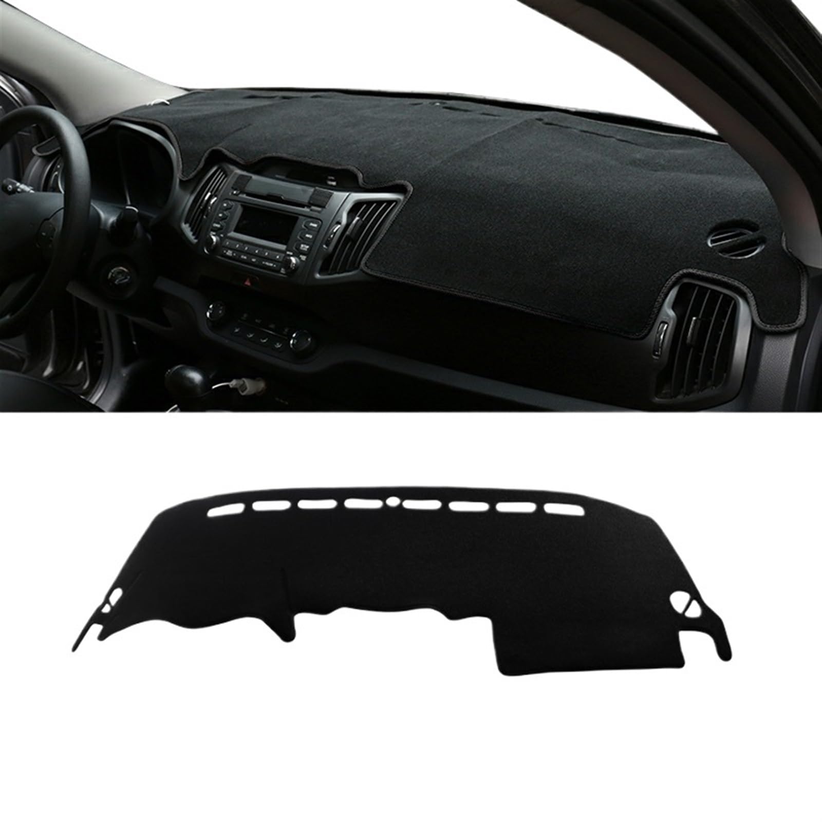 Dashboard Abdeckung Auto Für Kia Für Sportage R 3. 2011 2012 2013 2014 2015 LHD Auto Armaturenbrett Abdeckung Matten Vermeiden Licht Pads Anti-UV(A Black Side) von Qsnfda