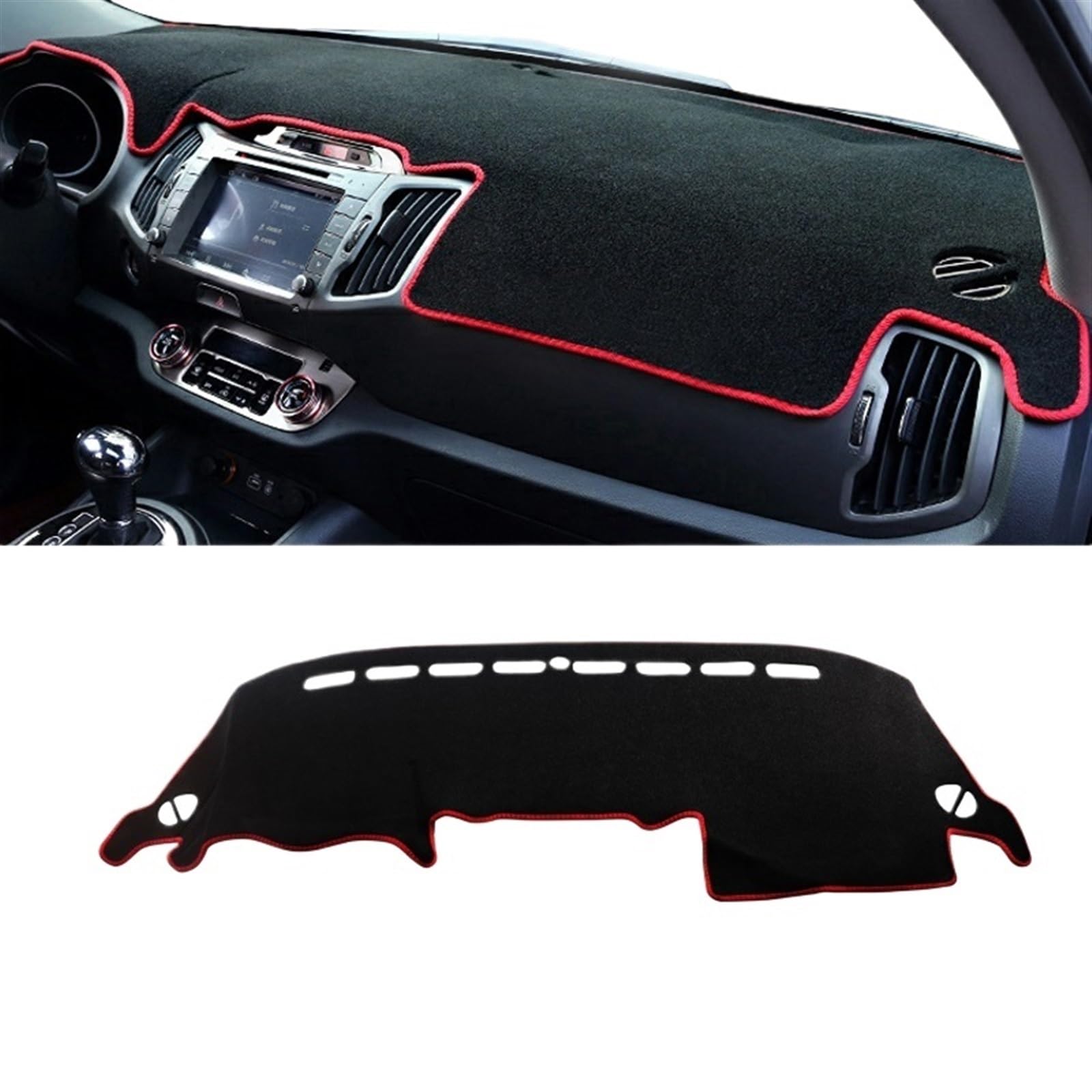 Dashboard Abdeckung Auto Für Kia Für Sportage R 3. 2011 2012 2013 2014 2015 LHD Auto Armaturenbrett Abdeckung Matten Vermeiden Licht Pads Anti-UV(A Red Side) von Qsnfda