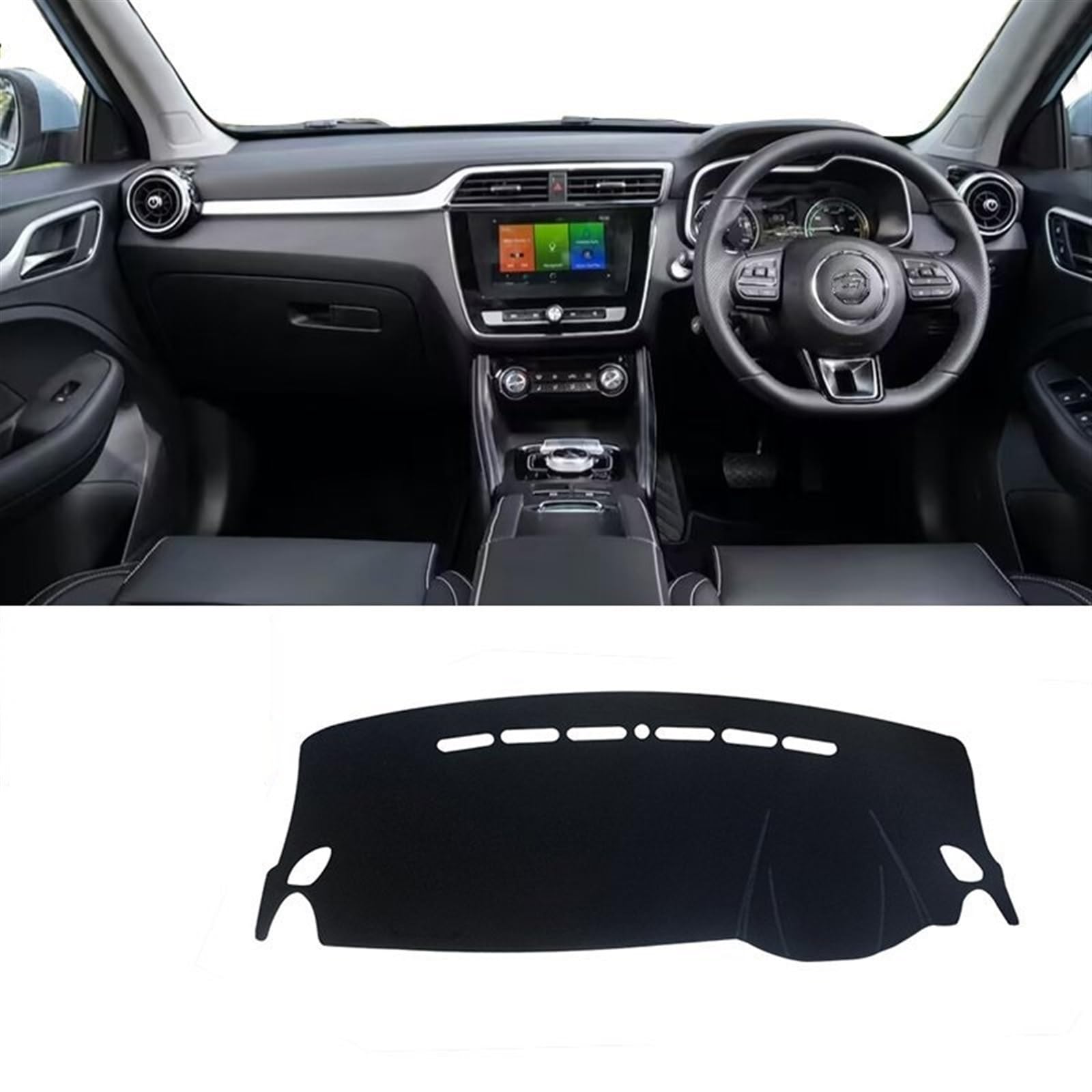 Dashboard Abdeckung Auto Für MG ZS EZS EV 2017 2018 2019 2020 2021 2022 2023 Auto Armaturenbrett Abdeckung Matte Anti-Uv rutschfeste Pad Instrument Teppich(A Black Side RHD) von Qsnfda