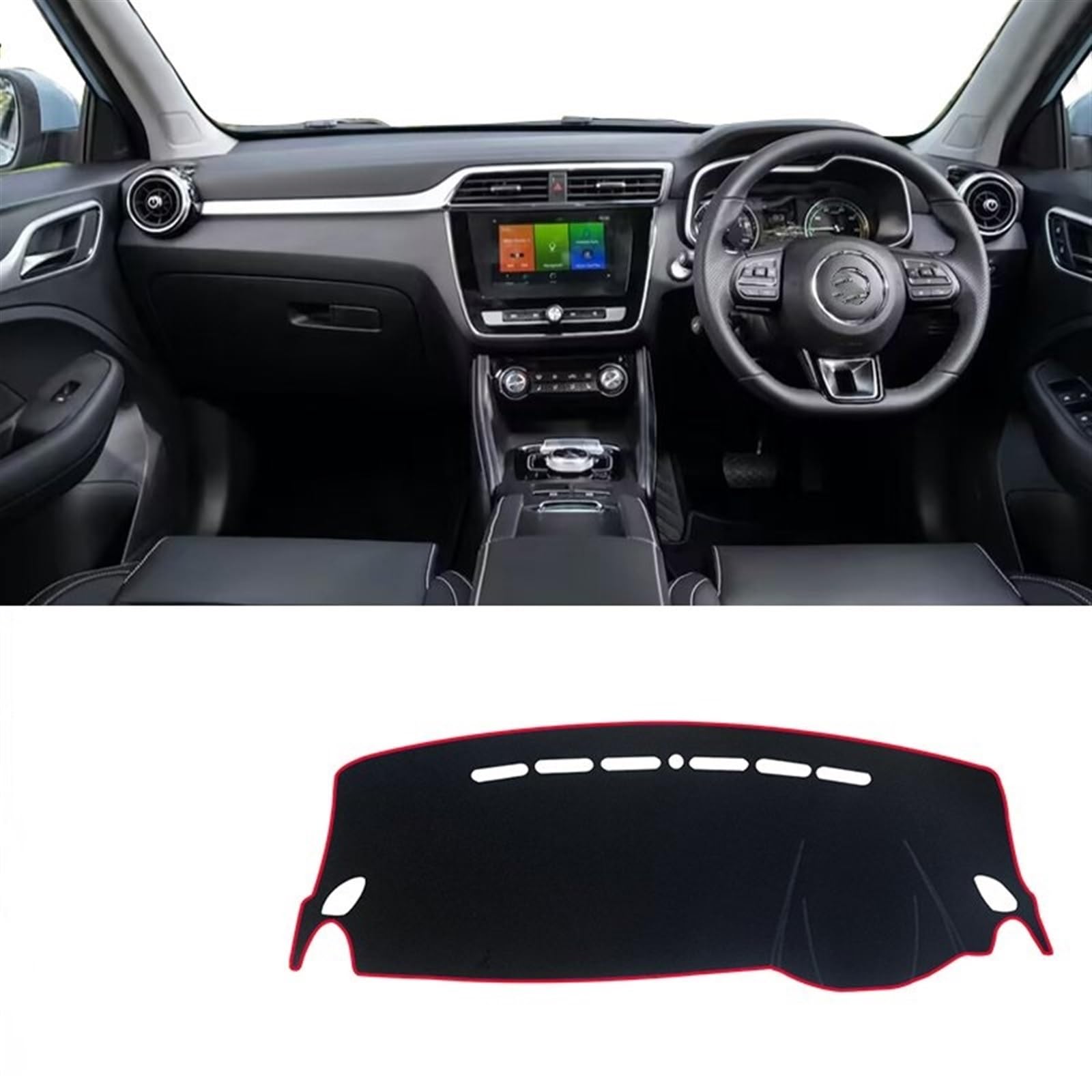 Dashboard Abdeckung Auto Für MG ZS EZS EV 2017 2018 2019 2020 2021 2022 2023 Auto Armaturenbrett Abdeckung Matte Anti-Uv rutschfeste Pad Instrument Teppich(A Red Side RHD) von Qsnfda