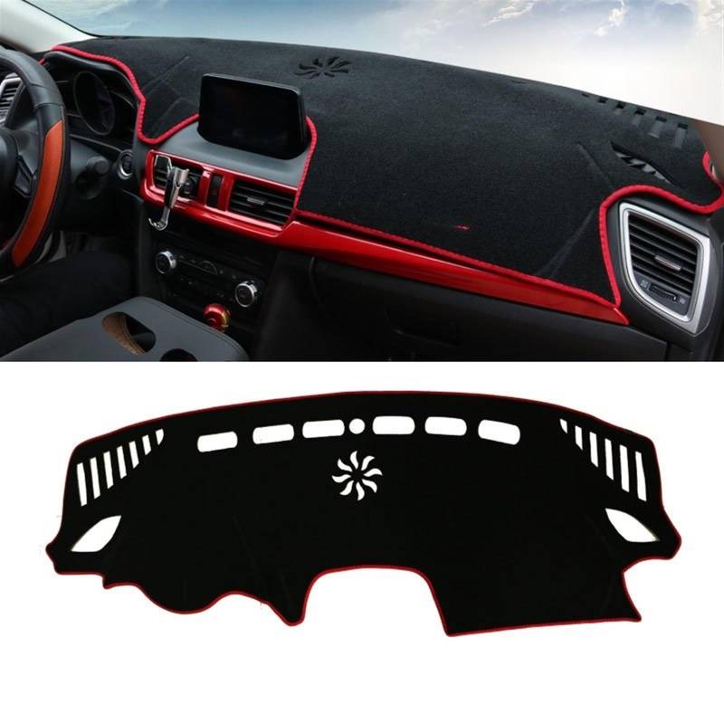 Dashboard Abdeckung Auto Für Mazda 3 BM Für Axela 2014 2015 2016 2017 2018 Auto Armaturenbrett Abdeckung Vermeiden Licht Pad Instrument Plattform Schreibtisch Teppiche(Red Side) von Qsnfda