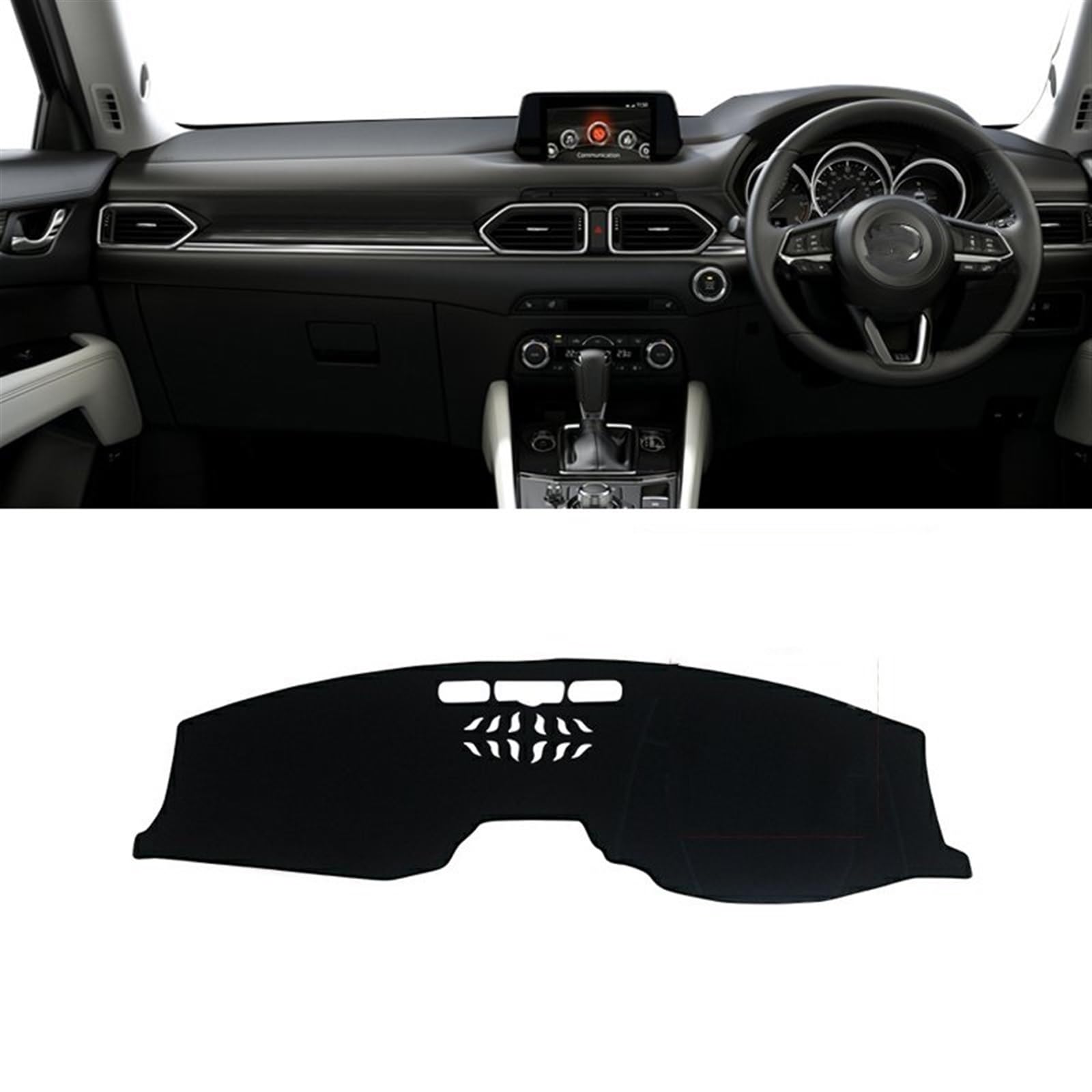 Dashboard Abdeckung Auto Für Mazda CX-5 CX5 CX 5 KF 2017 2018 2019 2020 2021 2022 2023 Auto Armaturenbrett Abdeckung Anti-Uv Nicht-Slip Matte Instrument Panel(A RHD Black Side) von Qsnfda