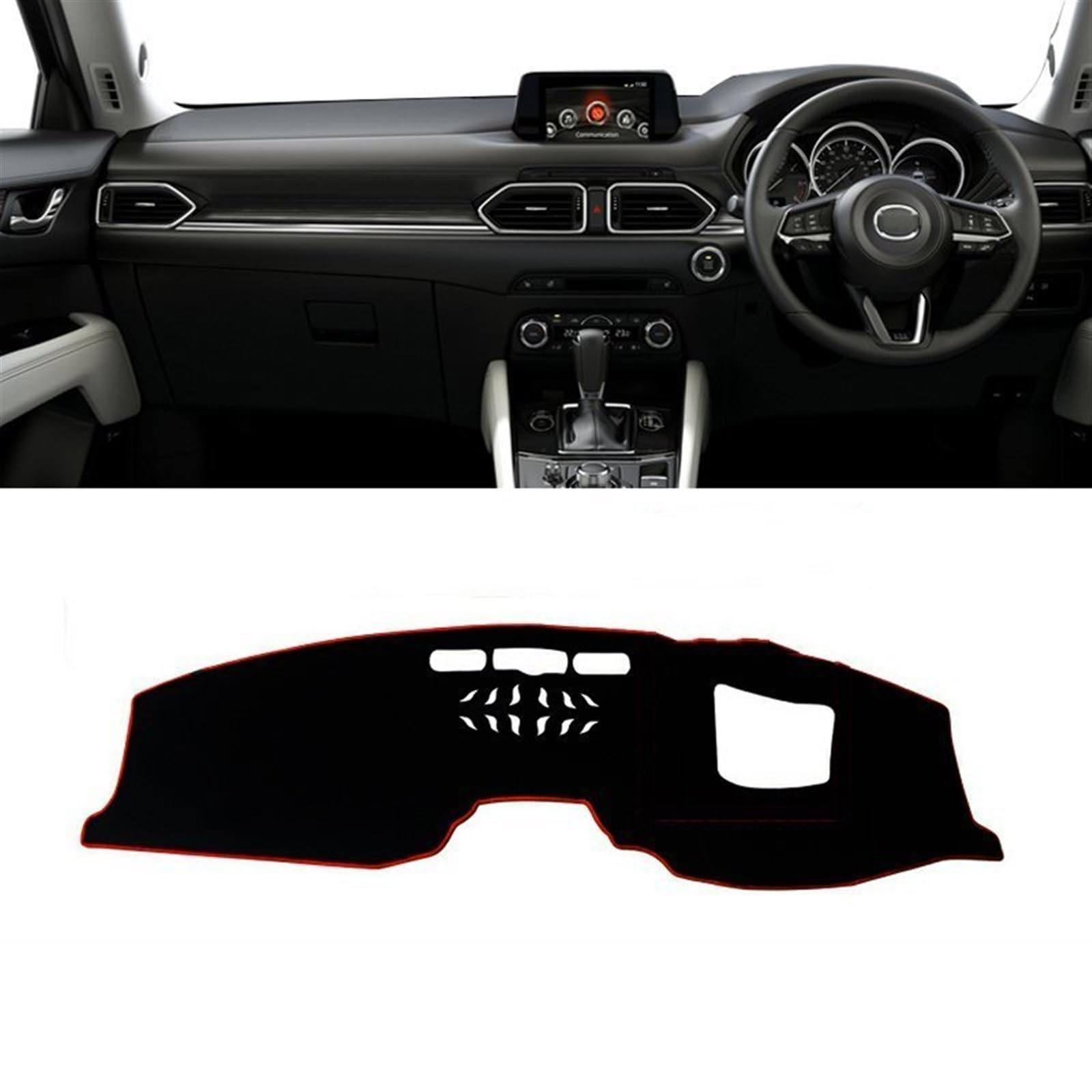 Dashboard Abdeckung Auto Für Mazda CX-8 CX8 CX 8 KG 2017 2018 2019 2020 2021 2022 2023 Auto Armaturenbrett Abdeckung rutschfeste Matten Instrument Teppich(A RHD with HUD Red) von Qsnfda