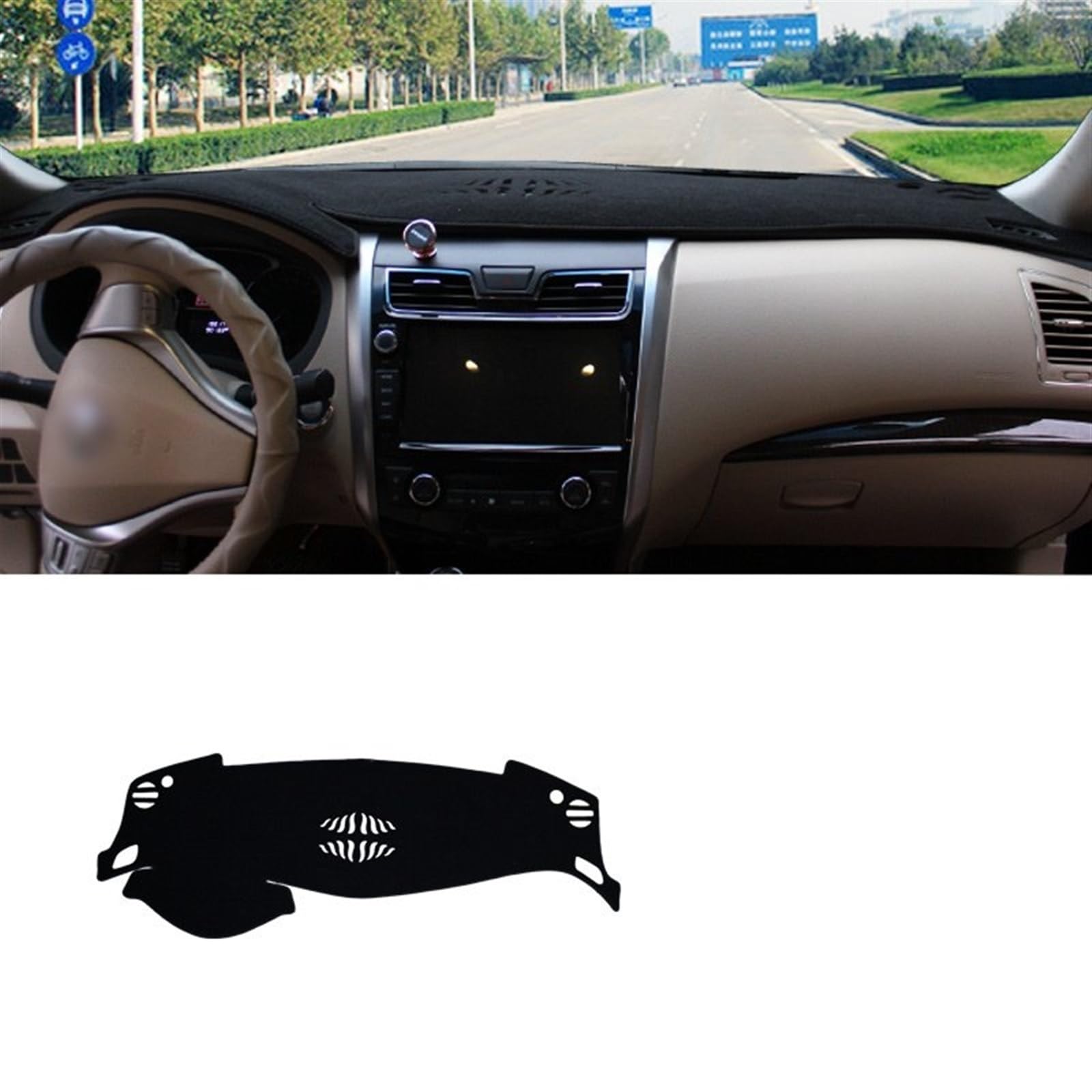 Dashboard Abdeckung Auto Für Nissan Für Teana Für Altima L33 2013-2018 2019 Armaturenbrett Sonnenschutz Pad Teppich Auto Armaturenbrett Abdeckung Matte(Black Side) von Qsnfda